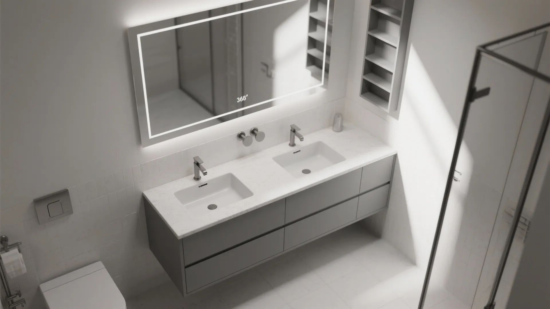 3. Double-sink 36" vanity for tight layouts