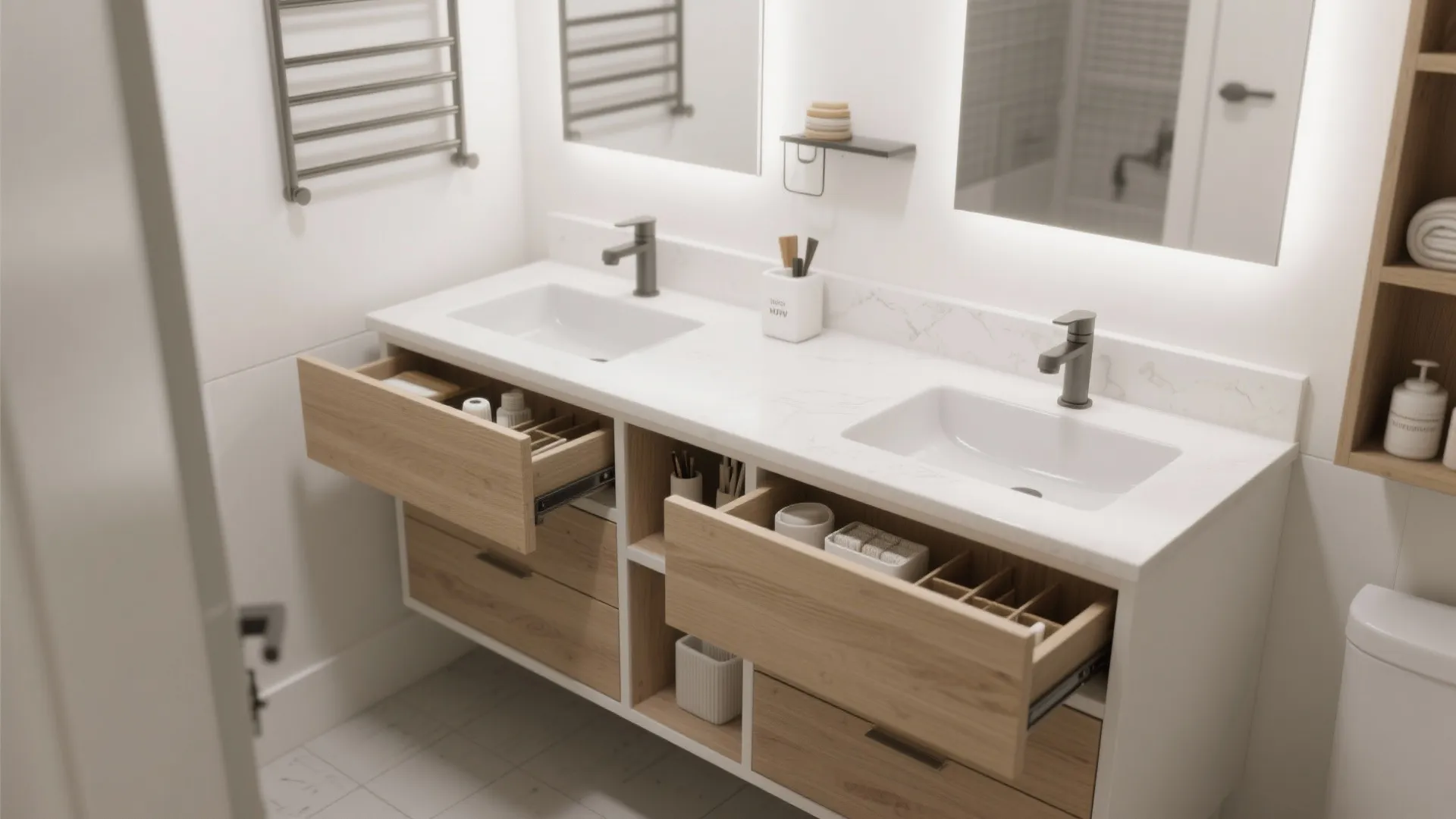 3. Double Sink Configuration with Clever Storage
