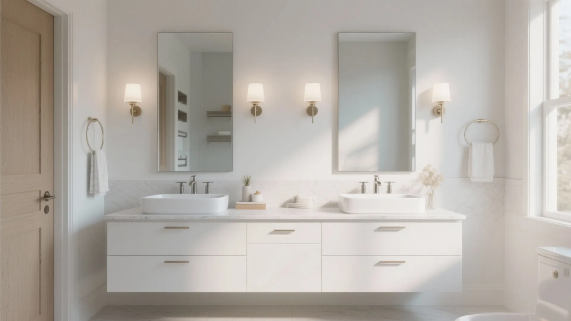 3. Double-sink illusion with clever counter styling