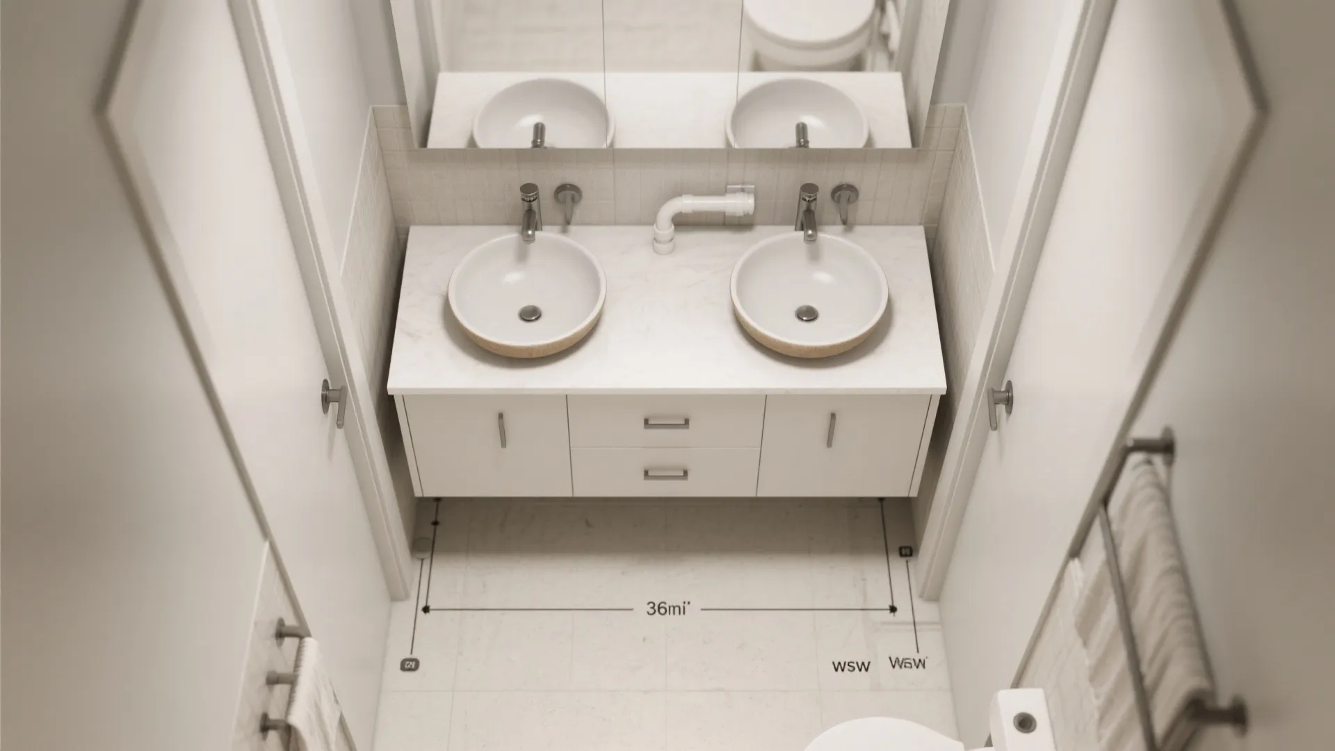 3. 36" White Vanity with Double Sink Option