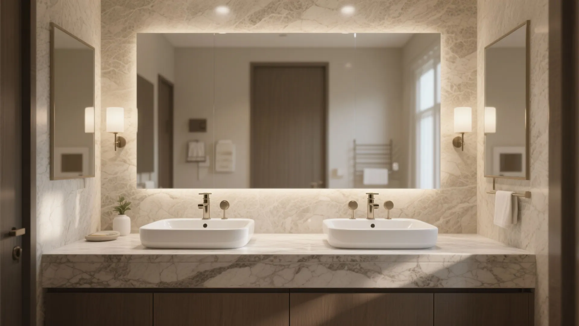 3. Double White Sinks for Shared Baths