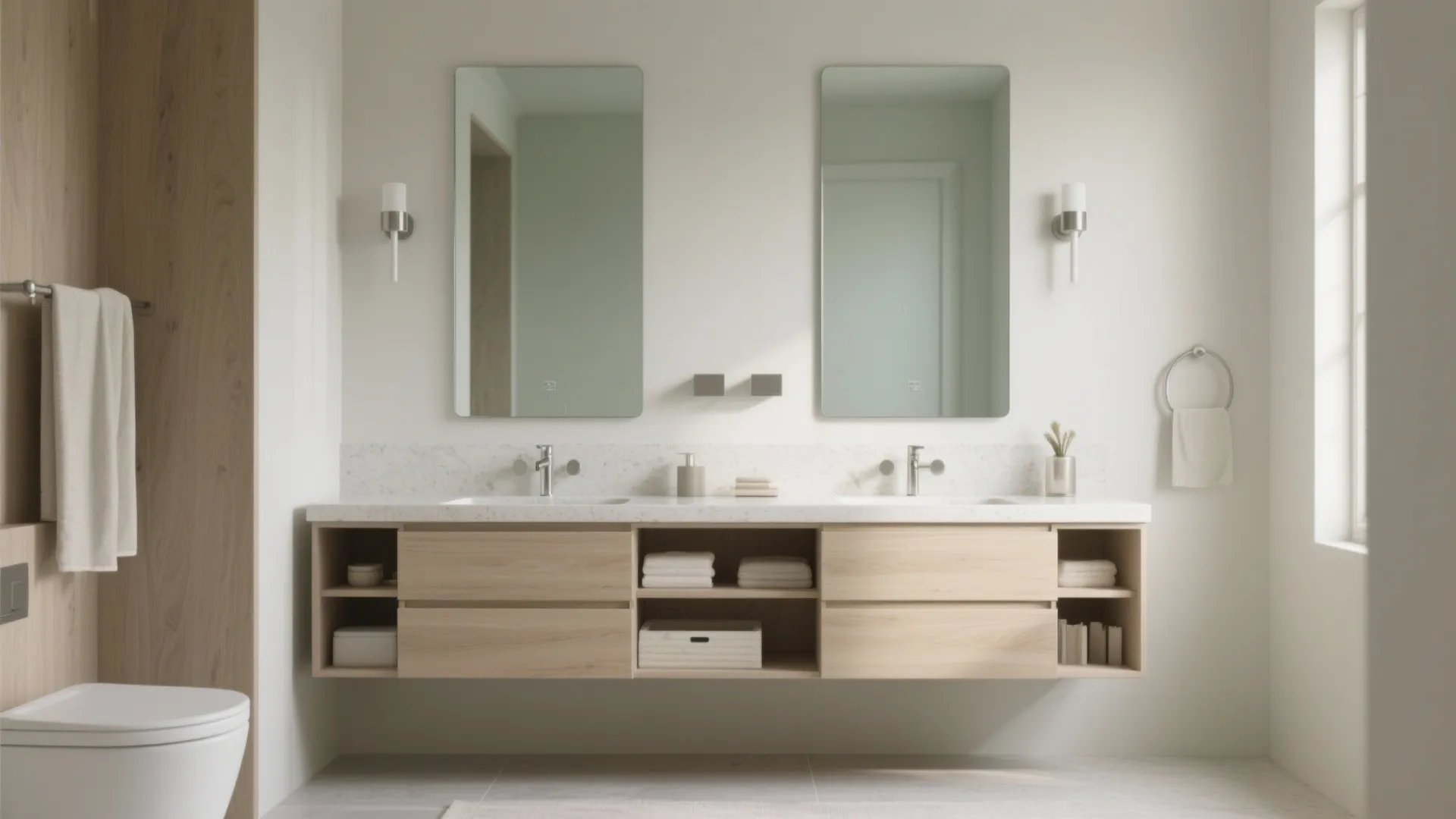 Minimalist double vanity storage