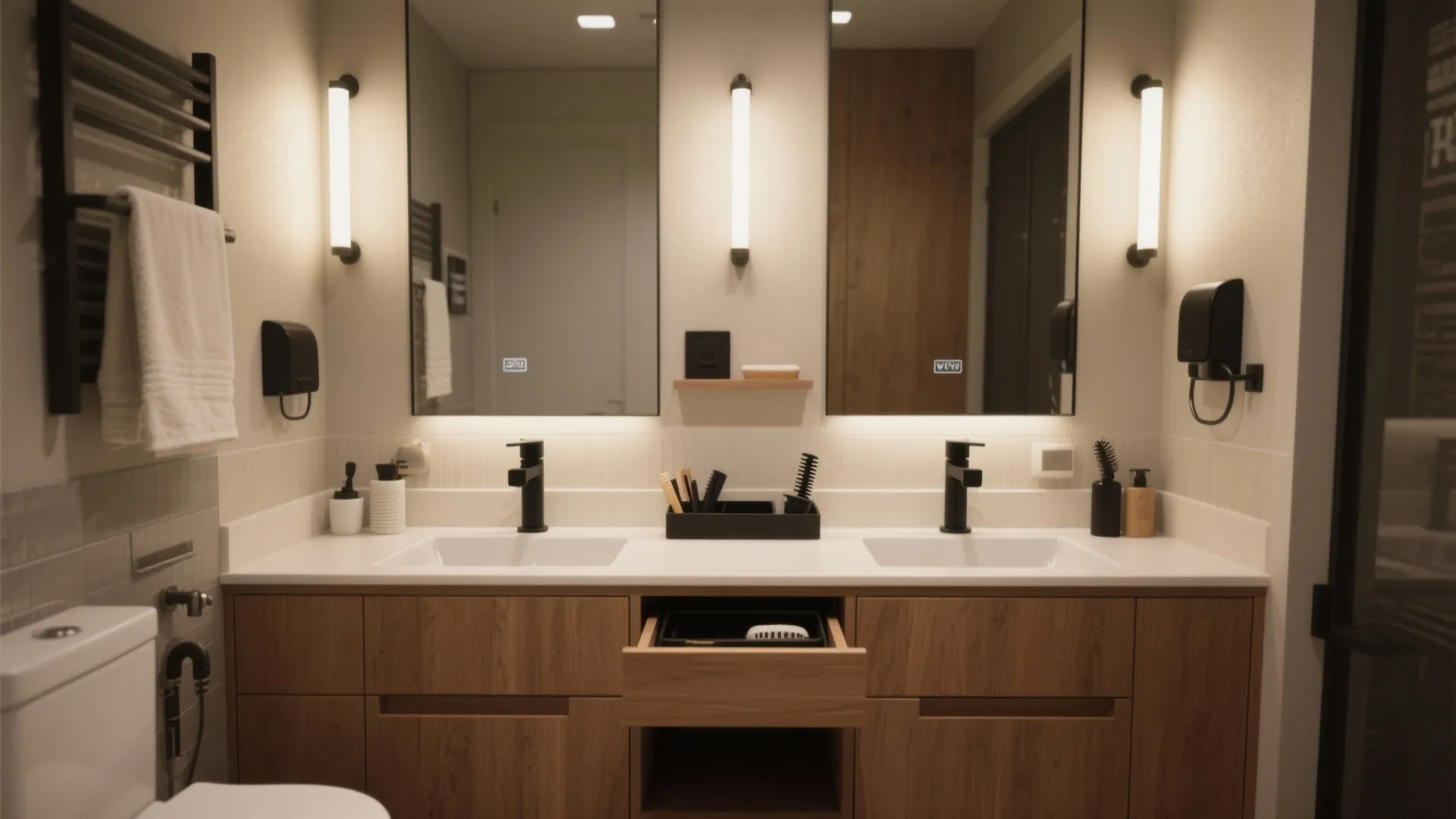 4. Double vanity plus dedicated grooming niche