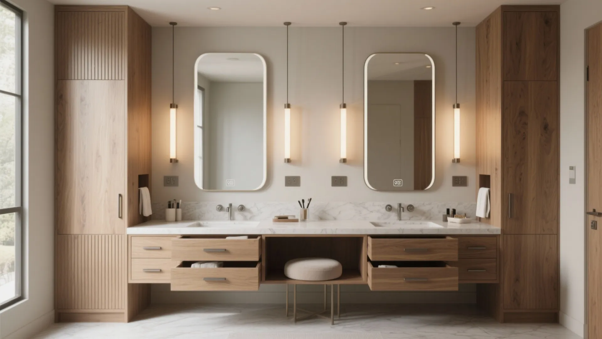 Double Vanities and a Dedicated Grooming Niche