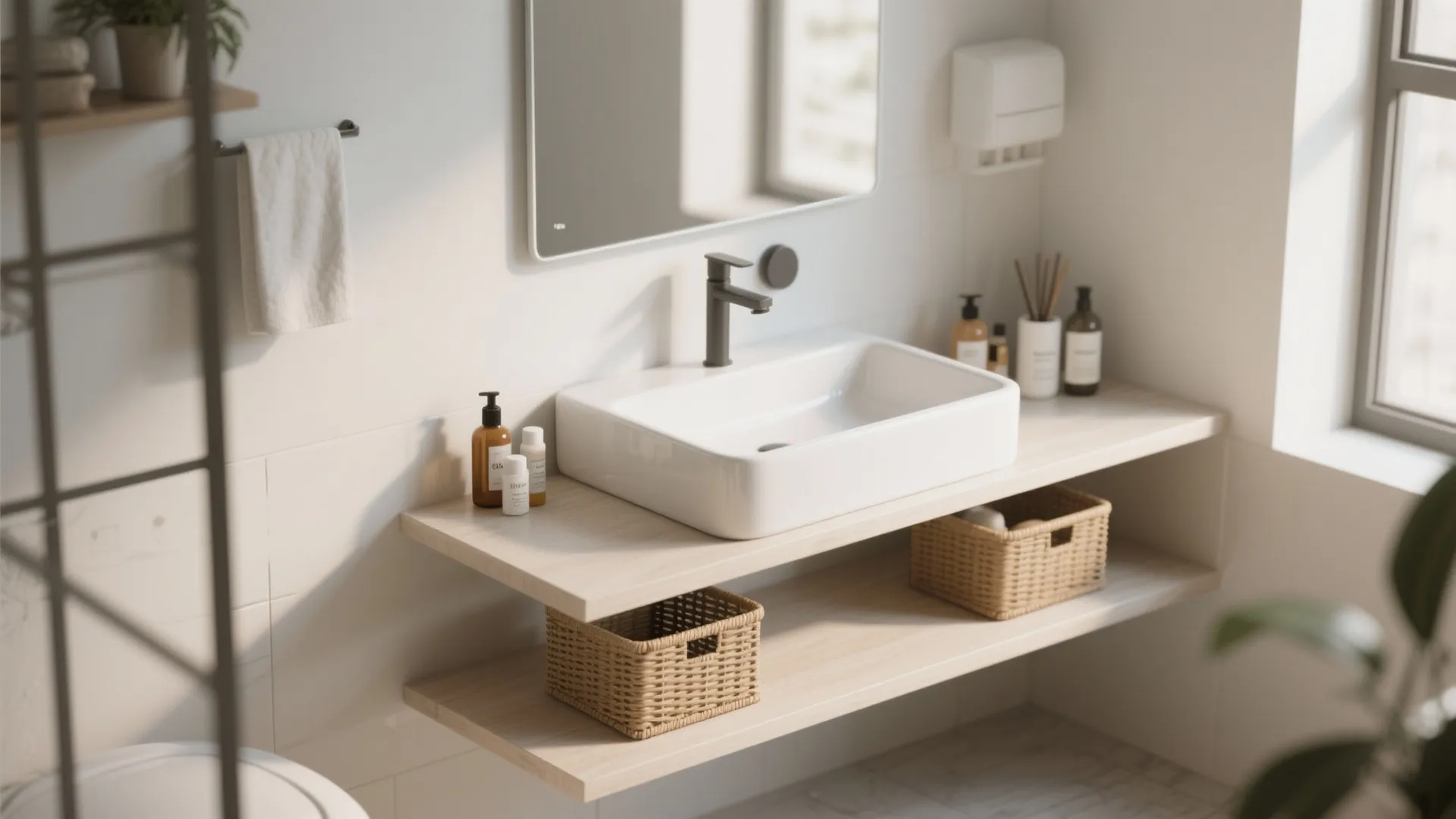 8. Double-Tier Vanity Shelves