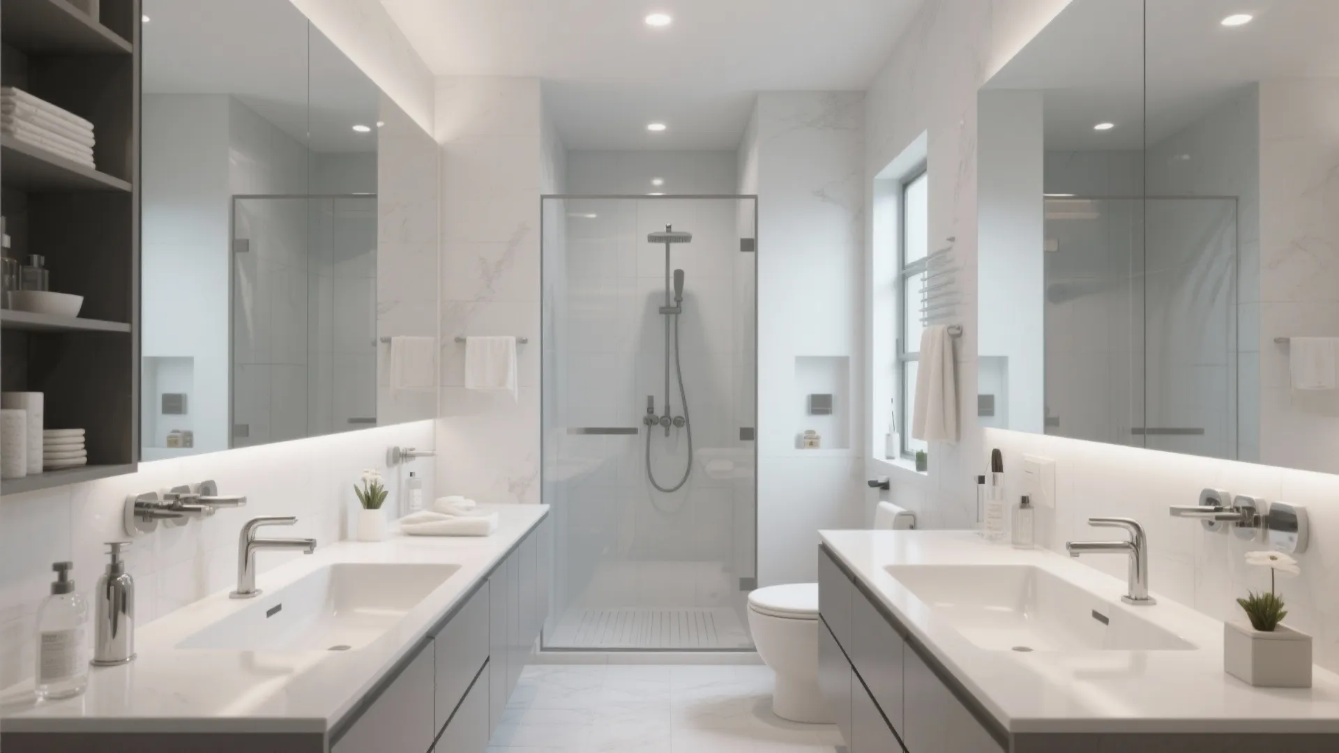 2. Double Vanity, Single Shower