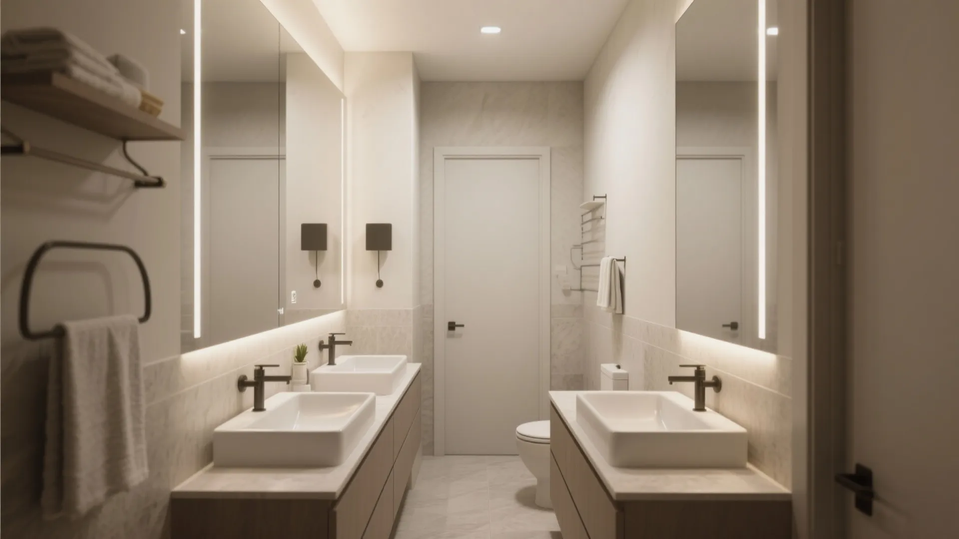 7. Double Vanity with Slim Sinks