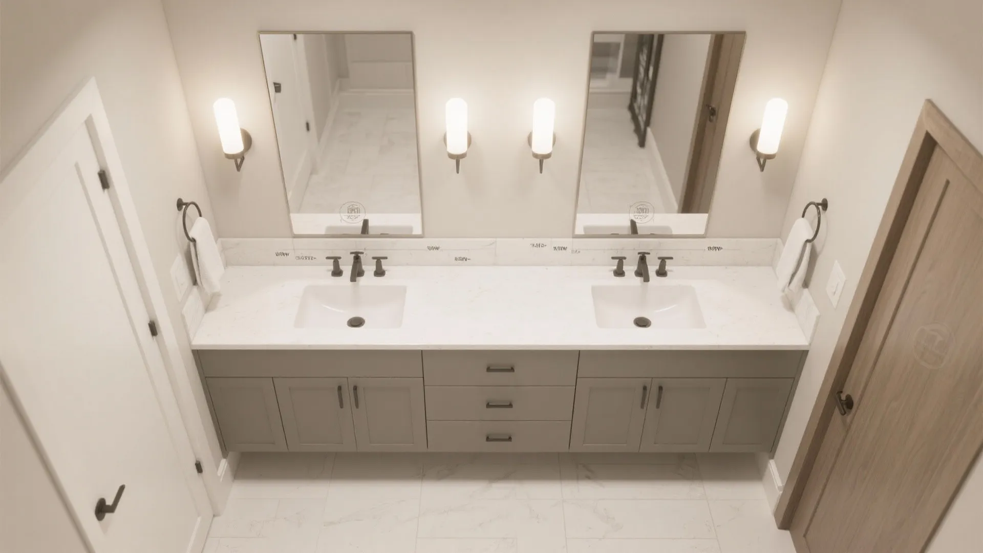 Double Mirror Setup for Shared Vanities