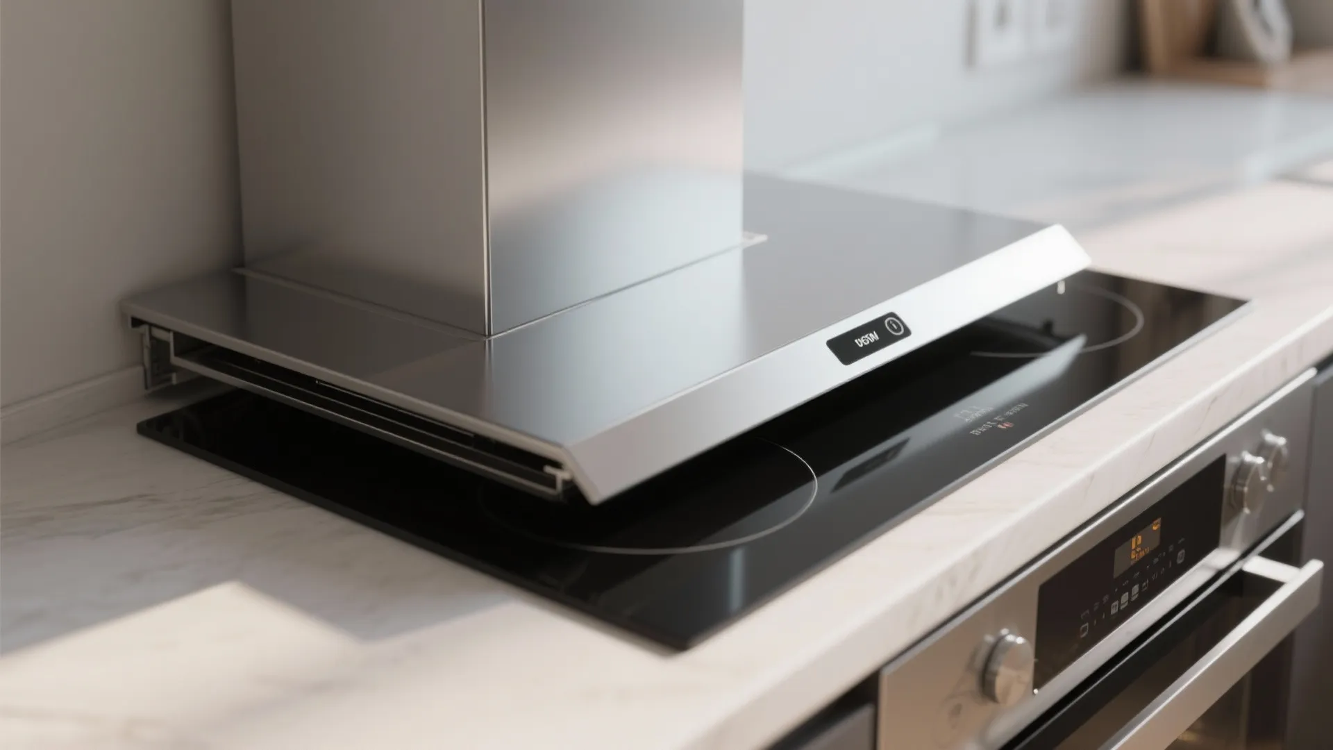 2. Retractable downdraft hood for a minimalist cooktop