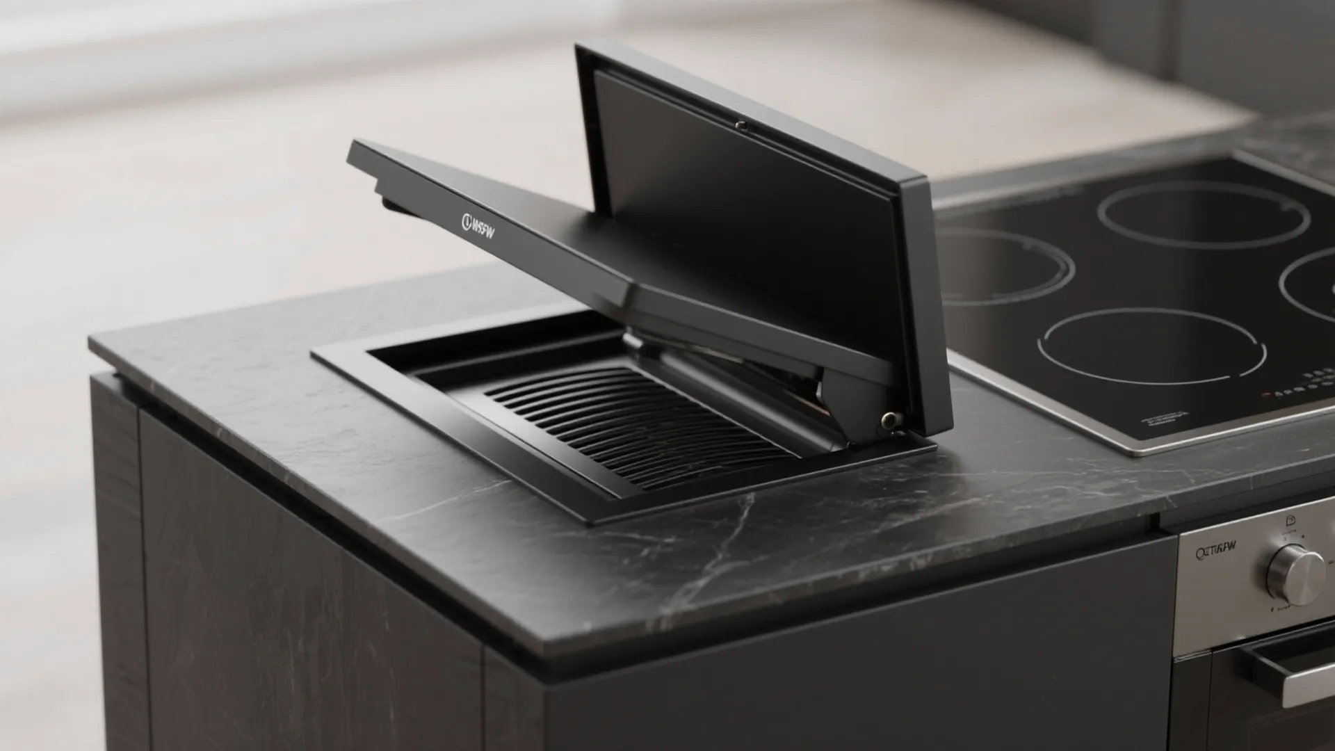 4. Downdraft or pop-up vents for low-profile designs