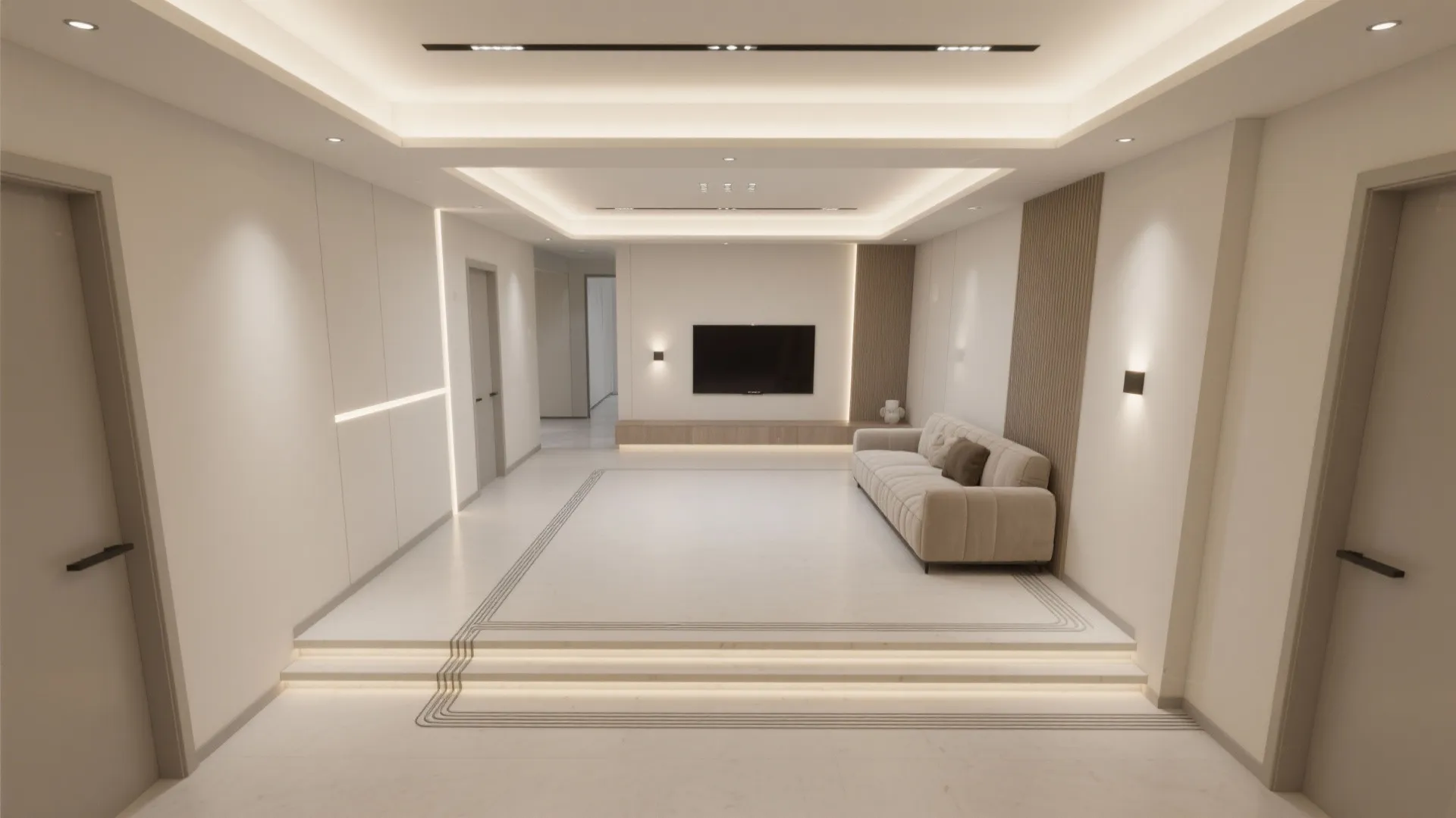 Layered Gypsum Panels with Recessed Downlights