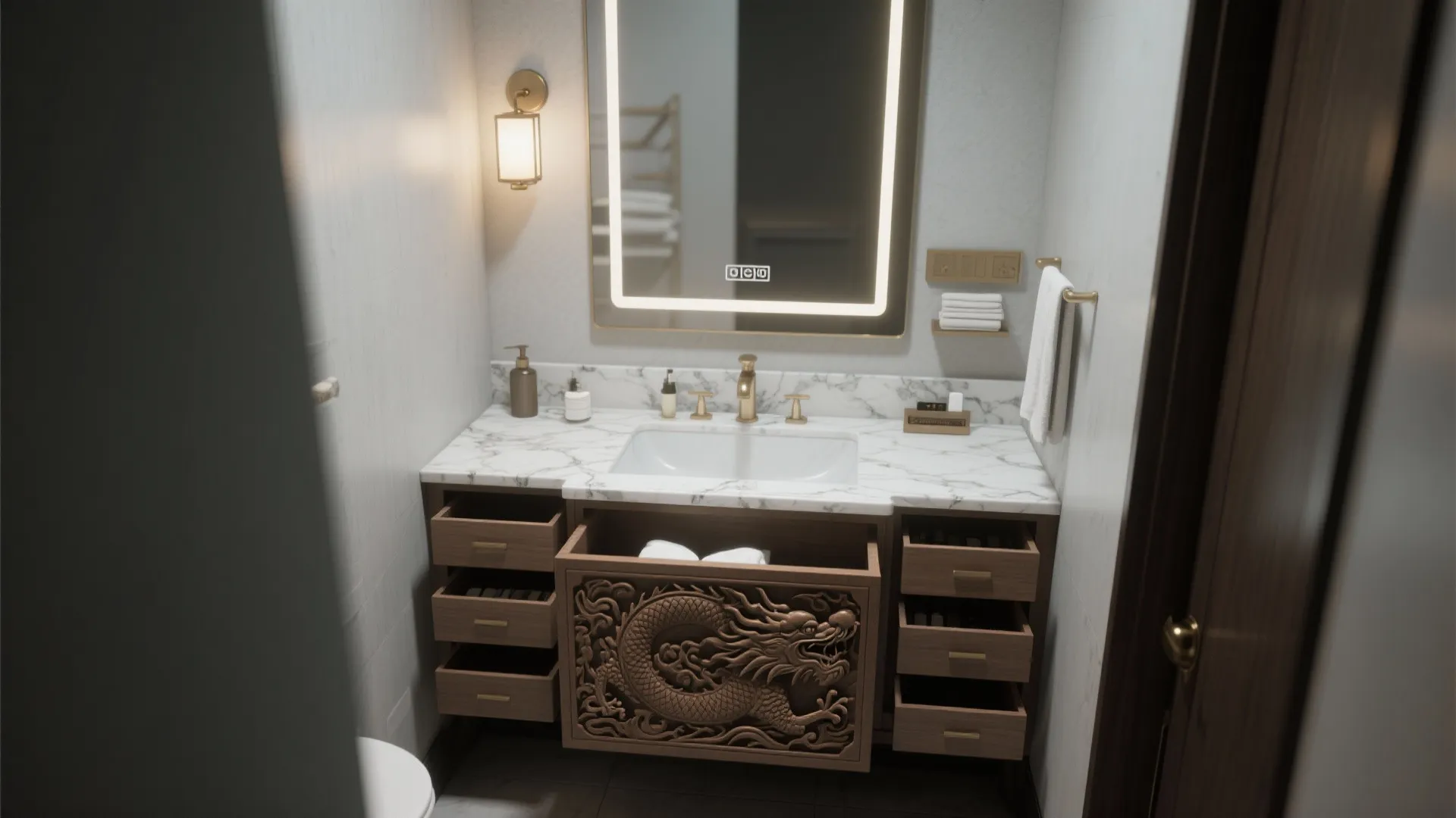 Dragon Motif Vanity and Storage Solutions