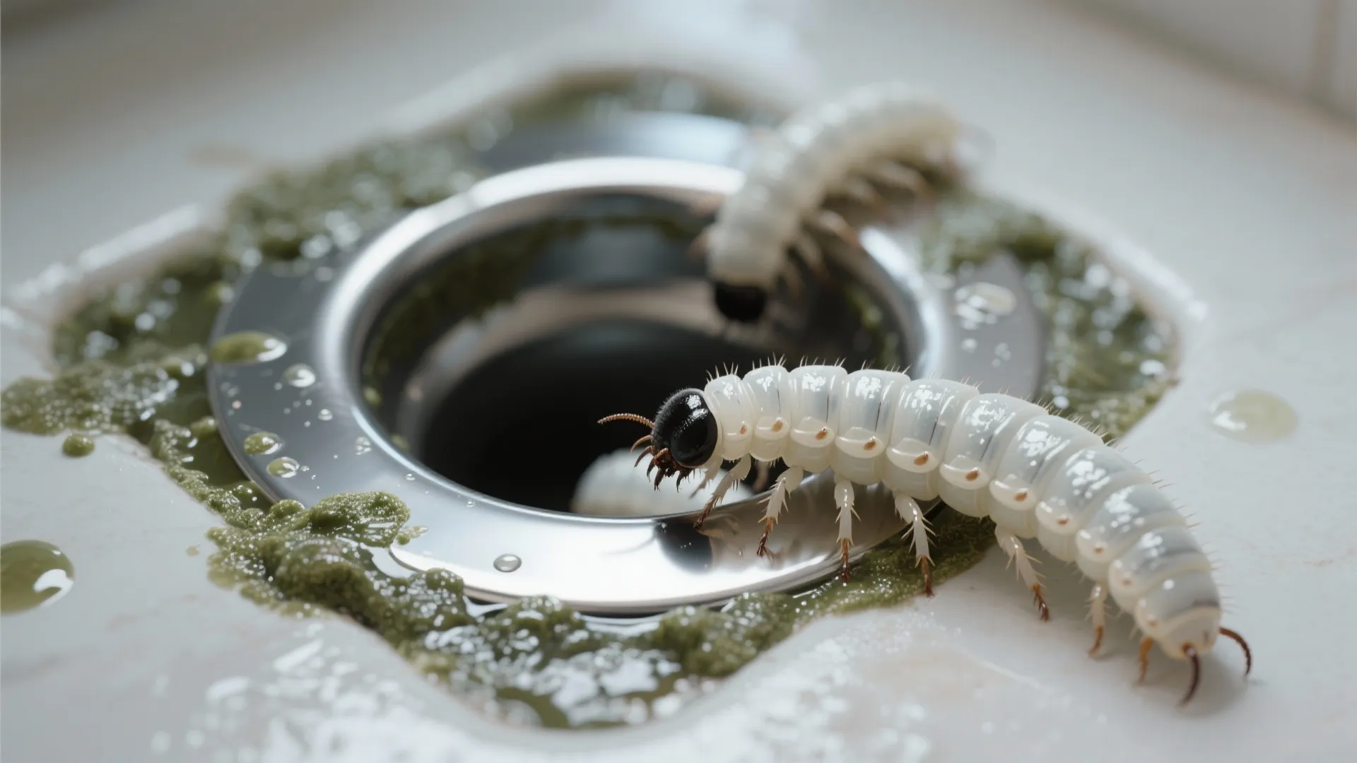 1. Identify the critter first — likely drain fly larvae