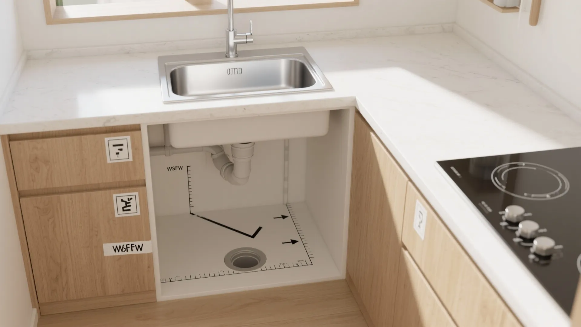 Tips 4: 上水・排水の「高さ差」を整えて逆流を防ぐ（动线规划）