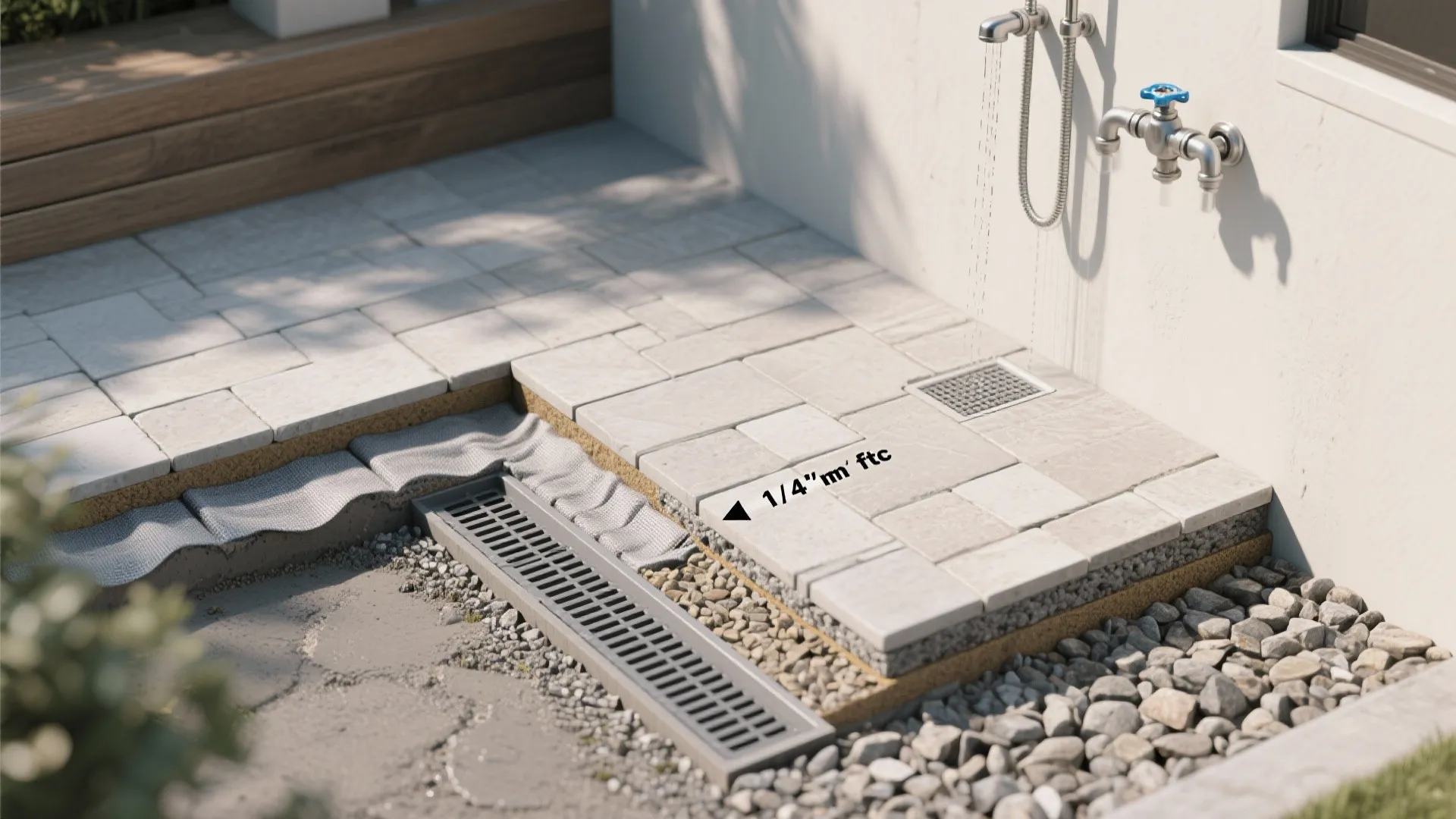 3) Clever plumbing and drainage: do it once, do it right