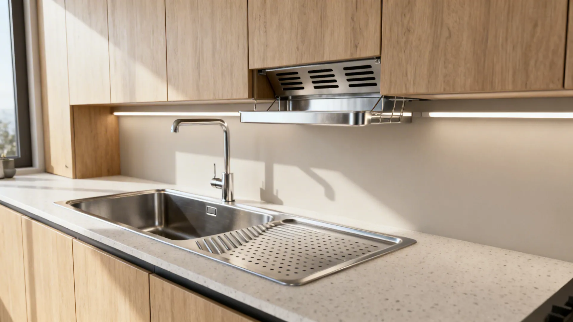 Drainboard and concealed drying