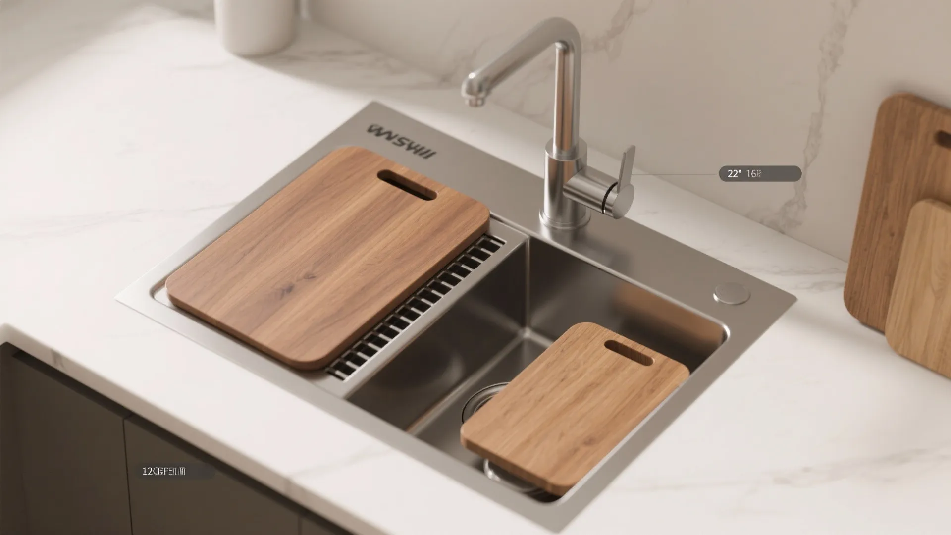 4. Integrated drainboard or cover (saves counter depth)