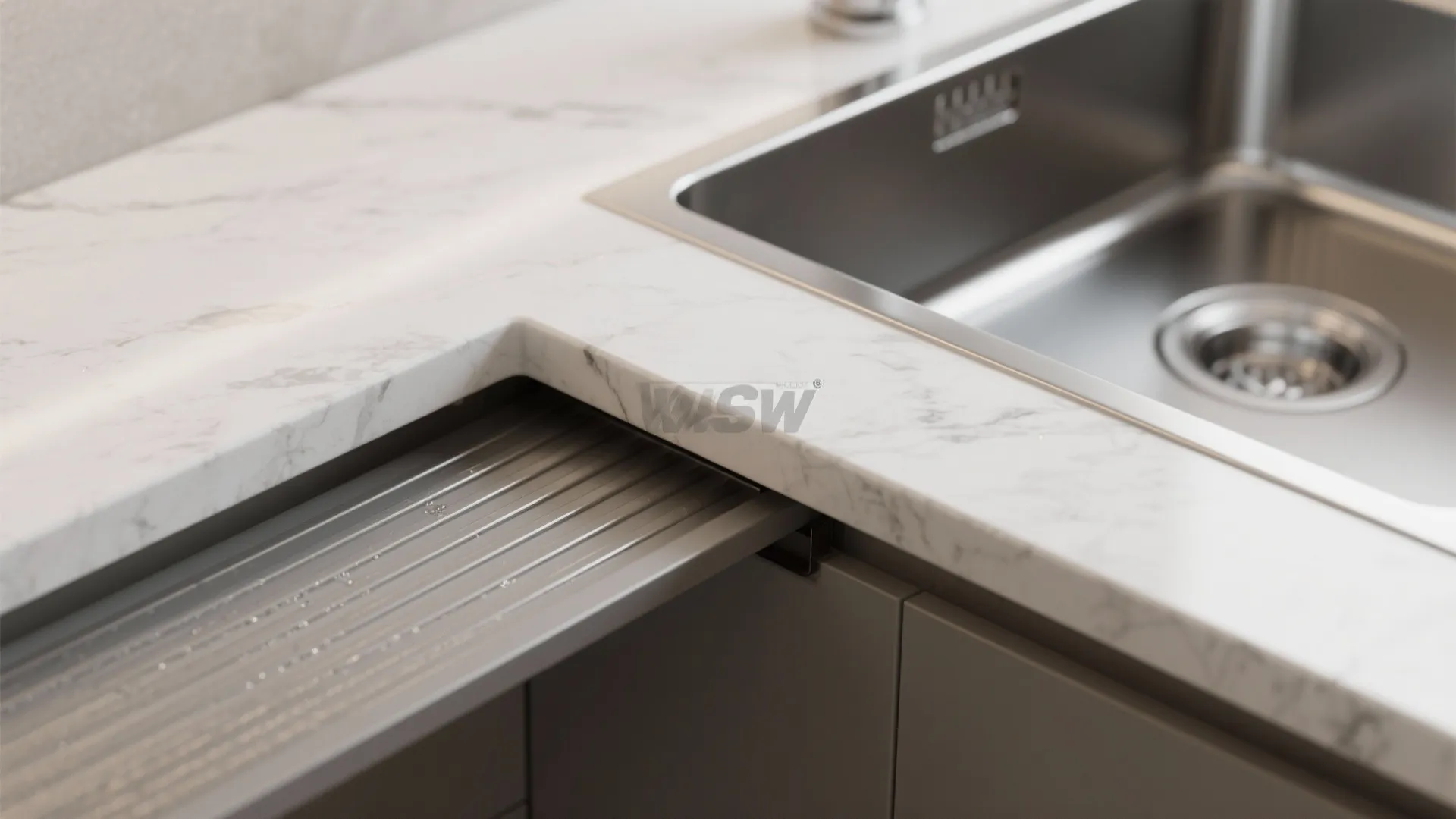 2. Integrated Draining Shelf — A tidy, built-in landing spot