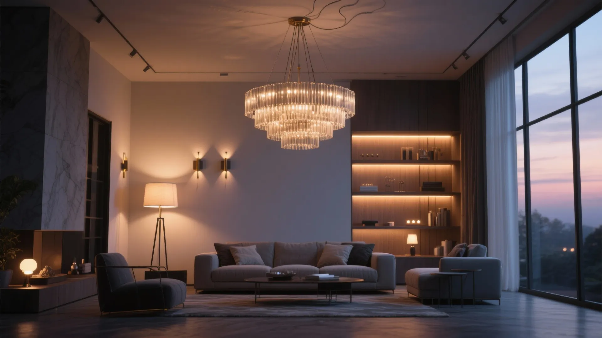 3. Layer multiple light sources and dramatic pendants