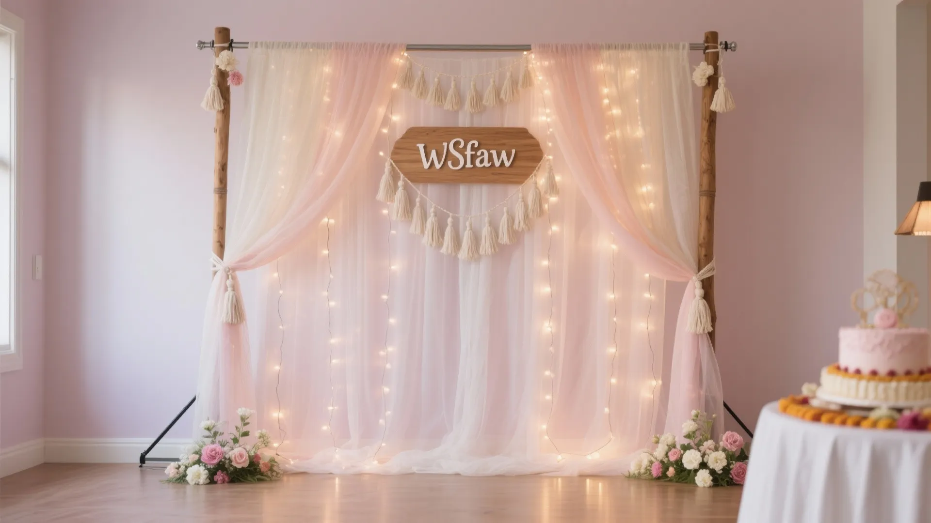 Handcrafted Backdrop: Fabric Drape + Tassels