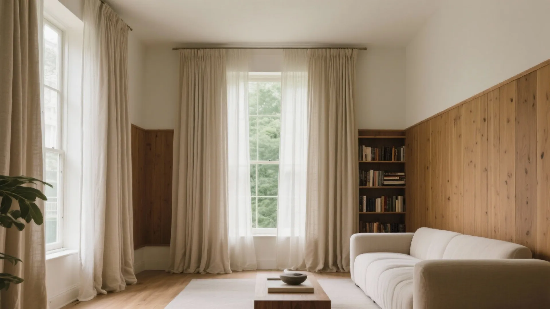 Floor-to-ceiling drapery and vertical rhythm