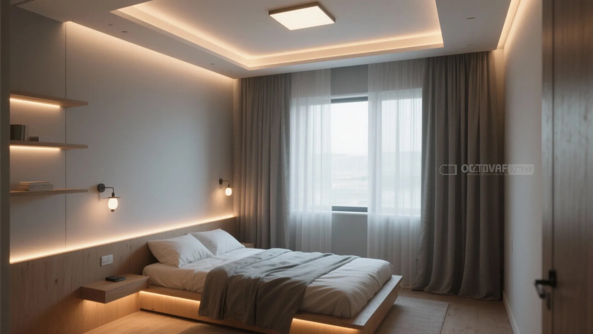 Soft Drapes and Strategic Lighting for Depth