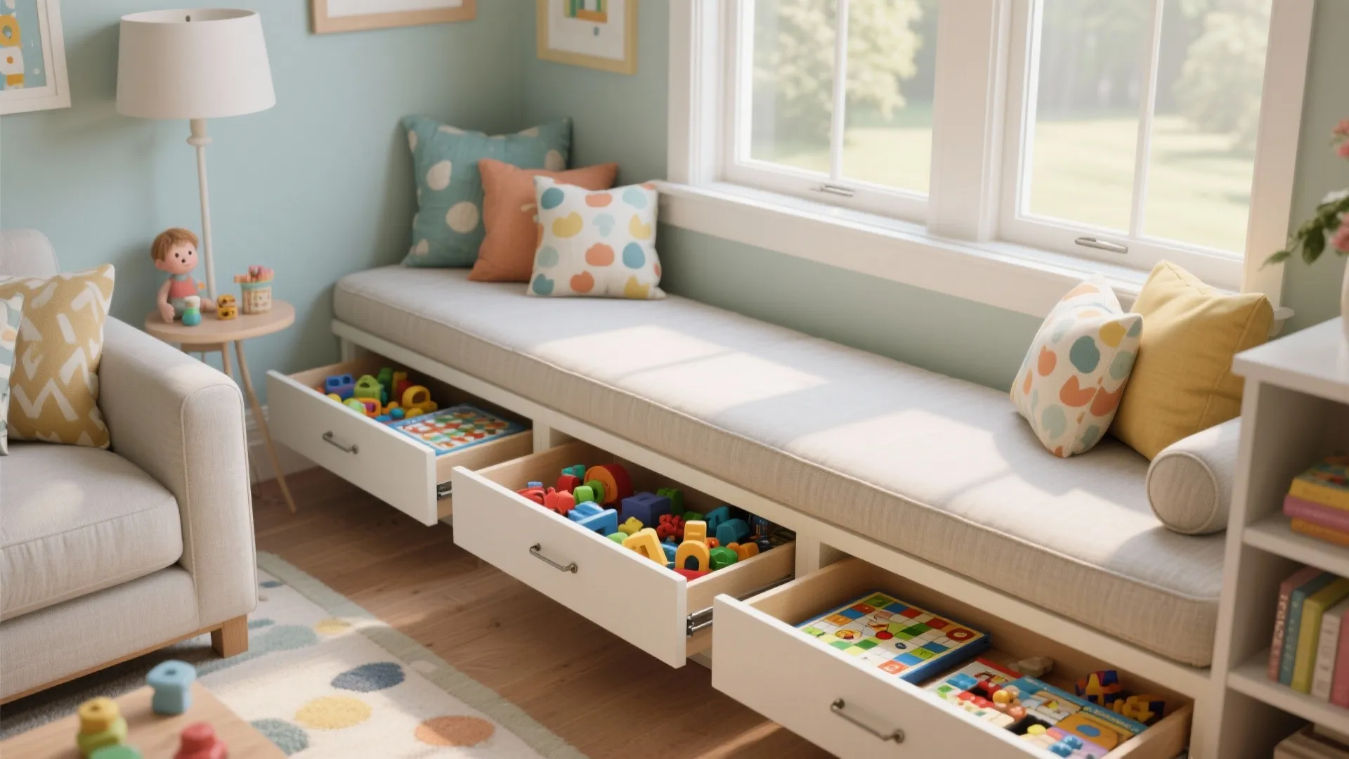 5) Drawer Base + Cushion Top for Kid-Friendly Rooms