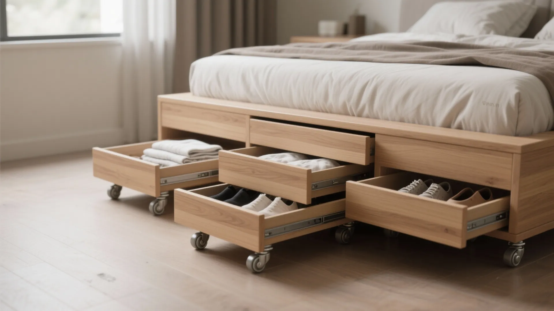 2. Drawer beds on casters