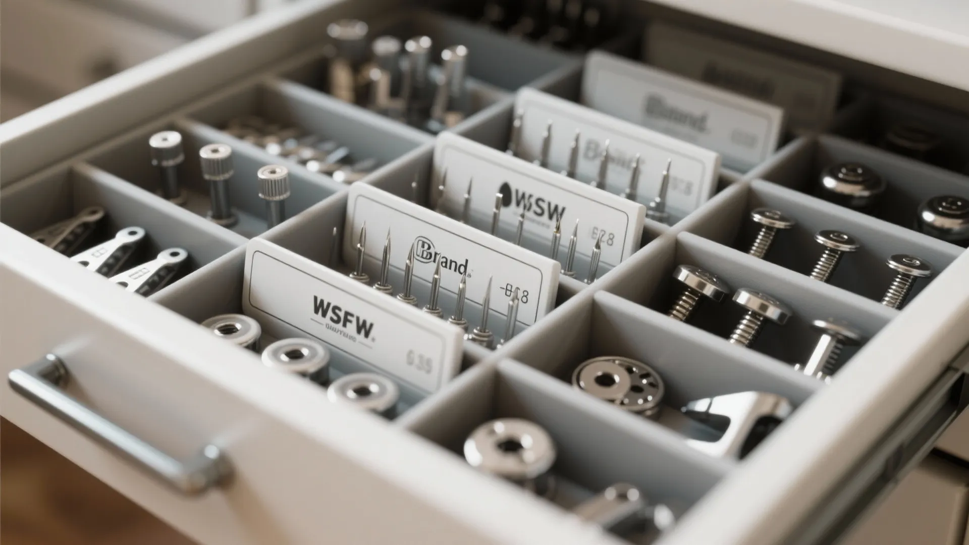 Under-desk machine parking + drawer dividers