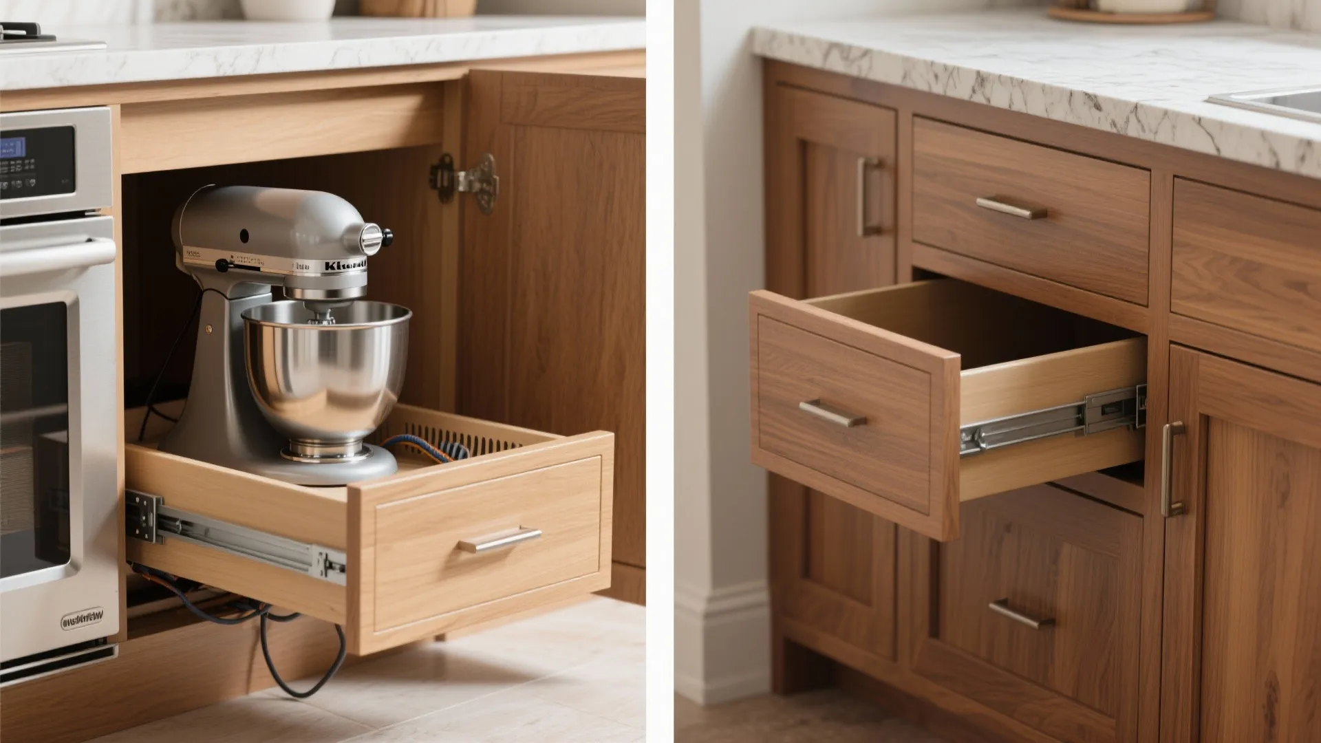 Idea 4: Drawer-style appliance garage with slide-out trays