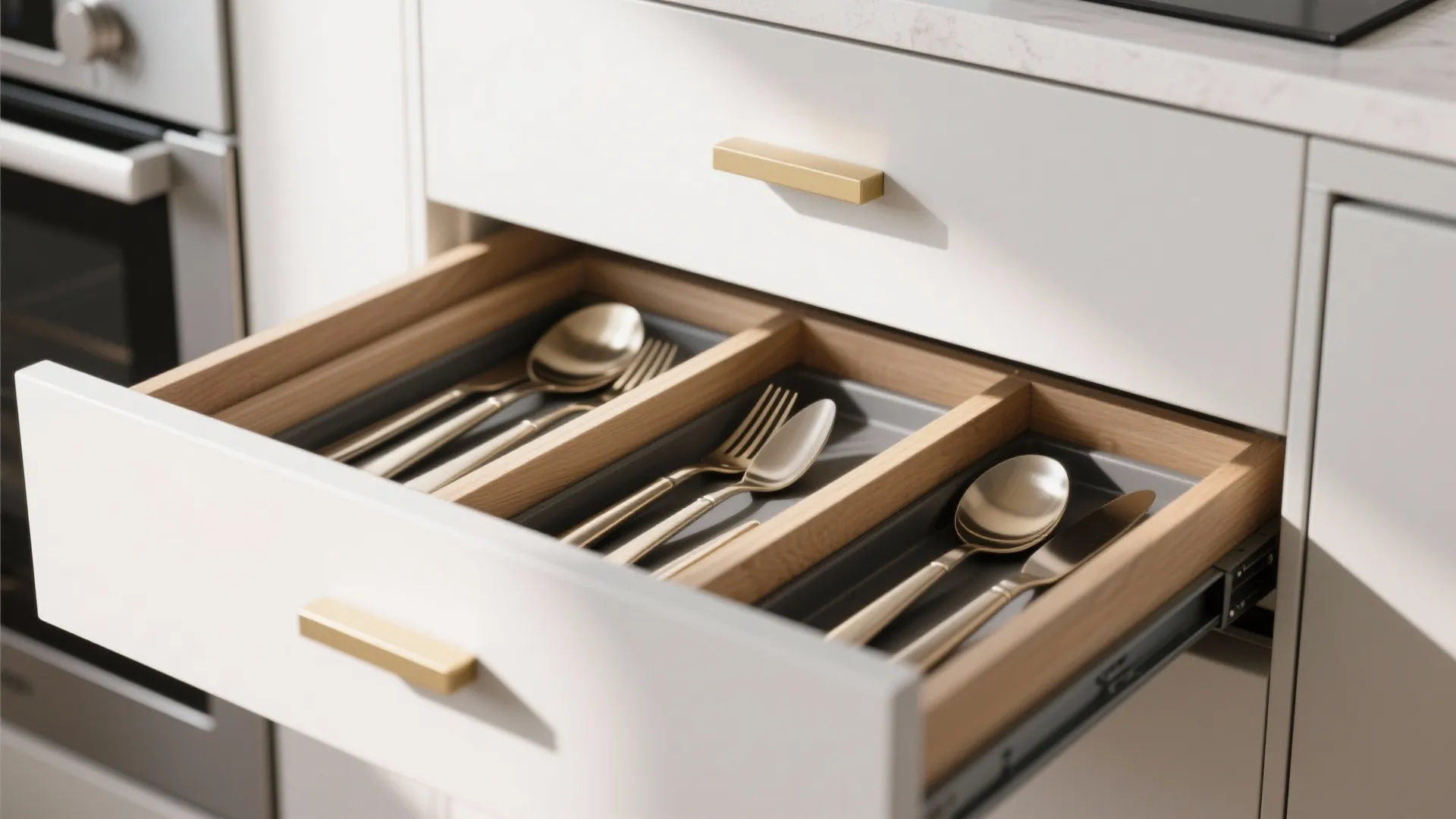 Minimalist kitchen storage for an east-facing 3 BHK