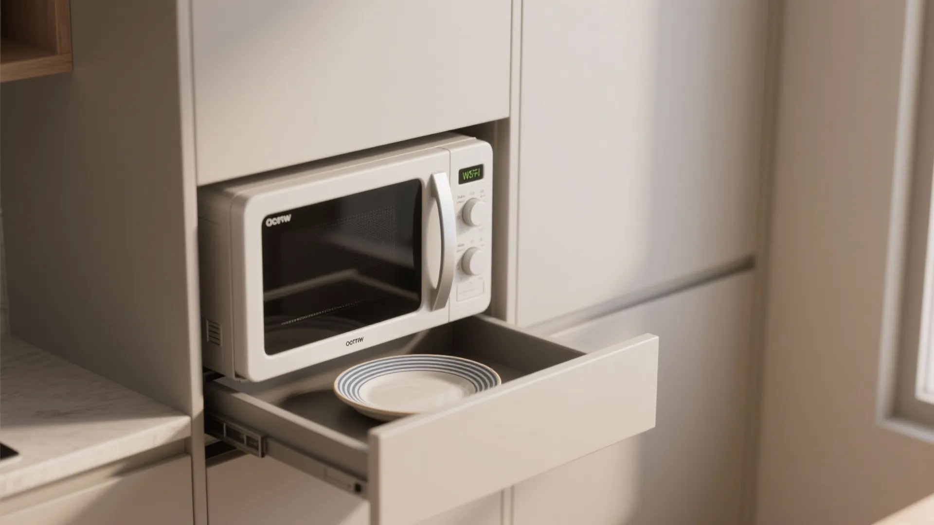 2. Drawer microwave replacing an upper cabinet