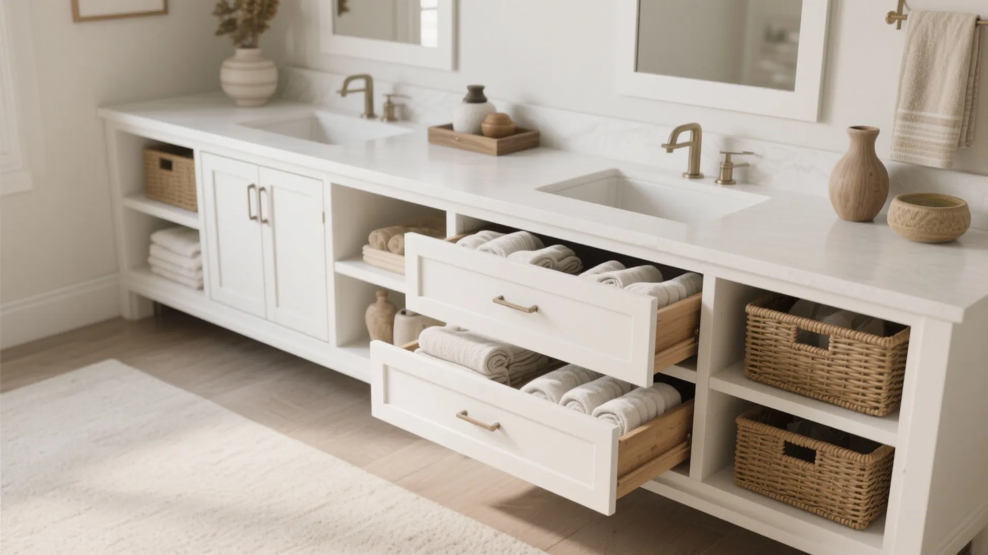 3. Mix drawer banks with open shelving