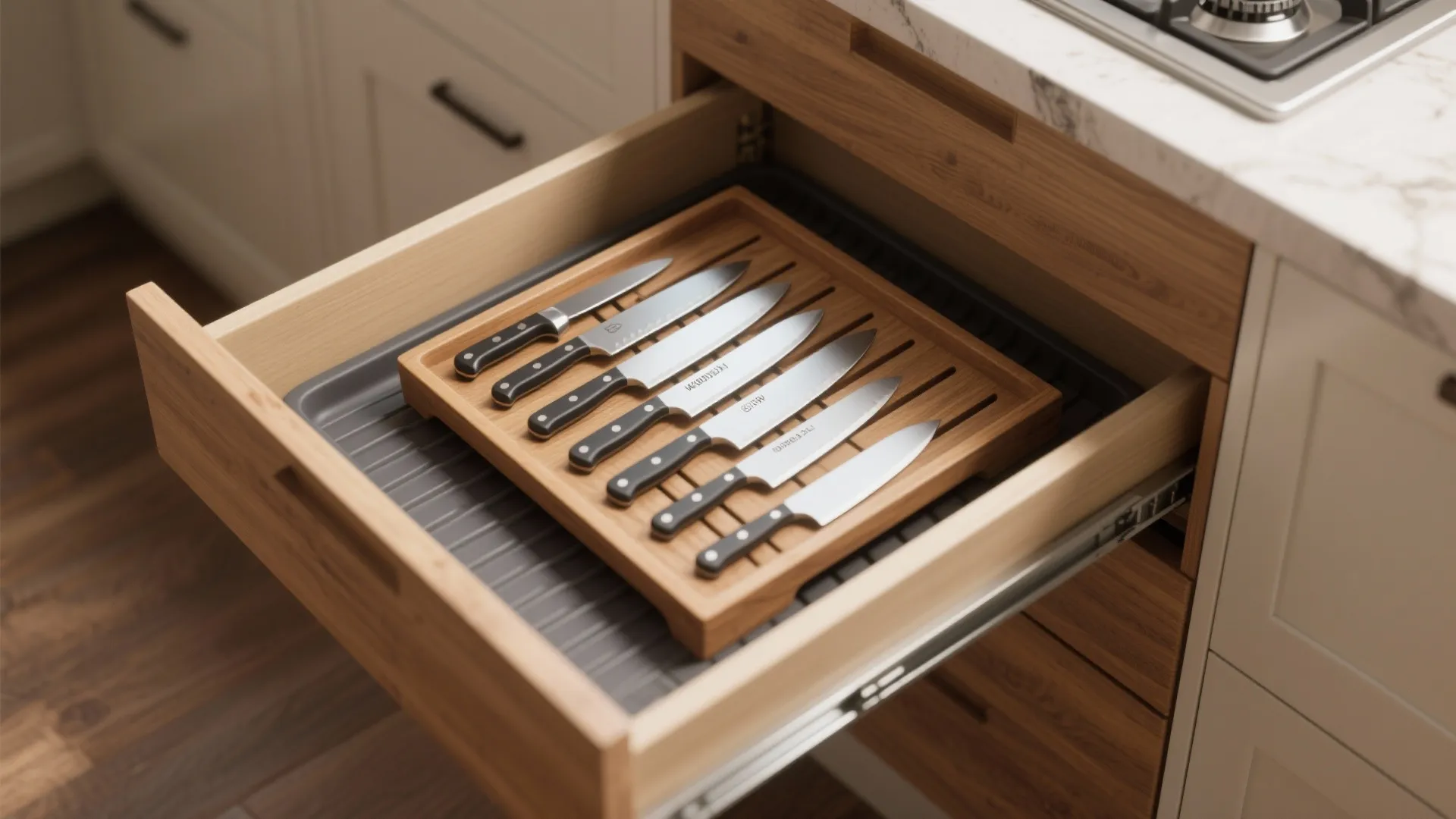 2. In-Drawer Slotted Organizer — Hidden and Safe