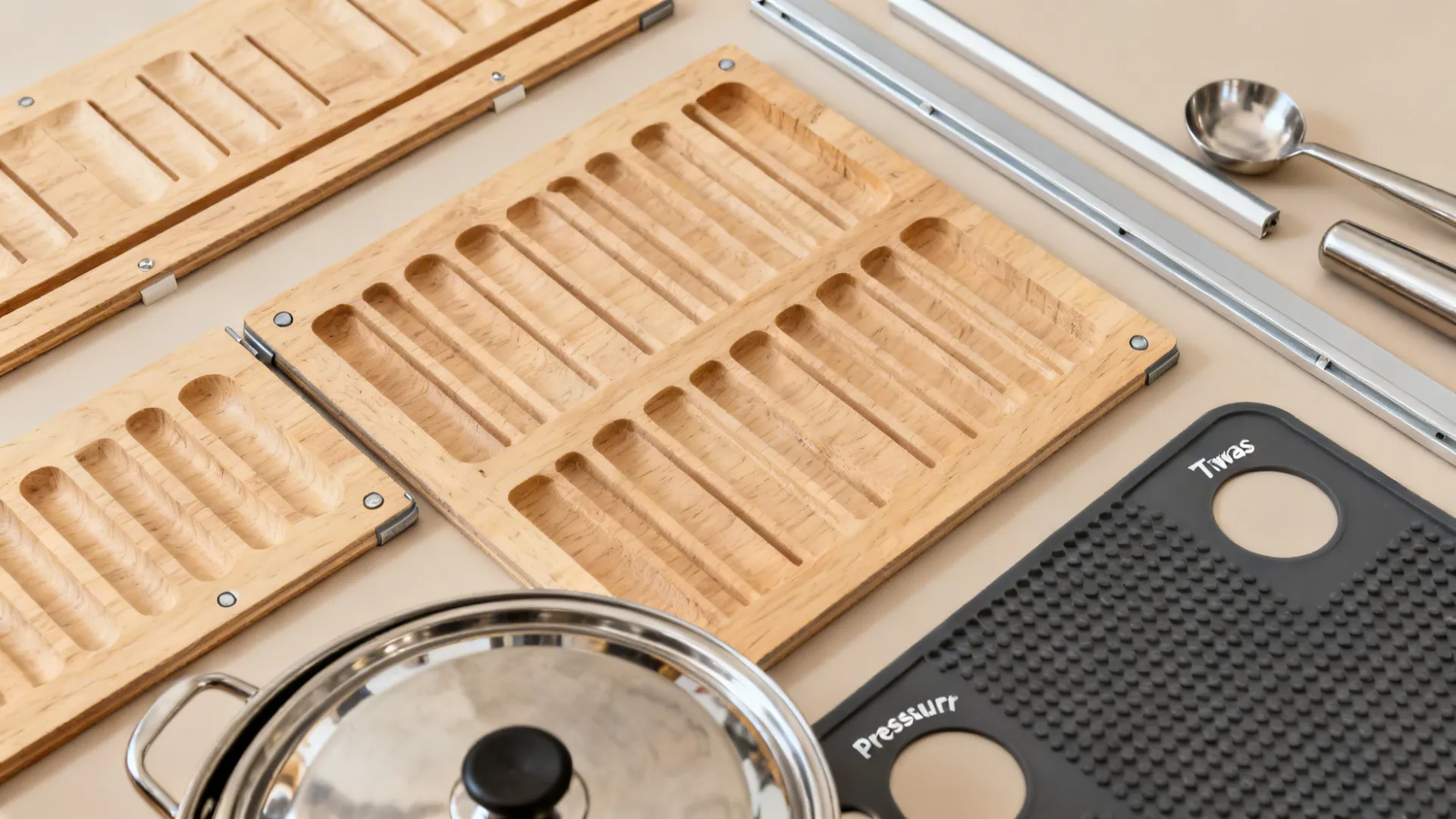 Grooved Drawer Organizers for Indian Cookware