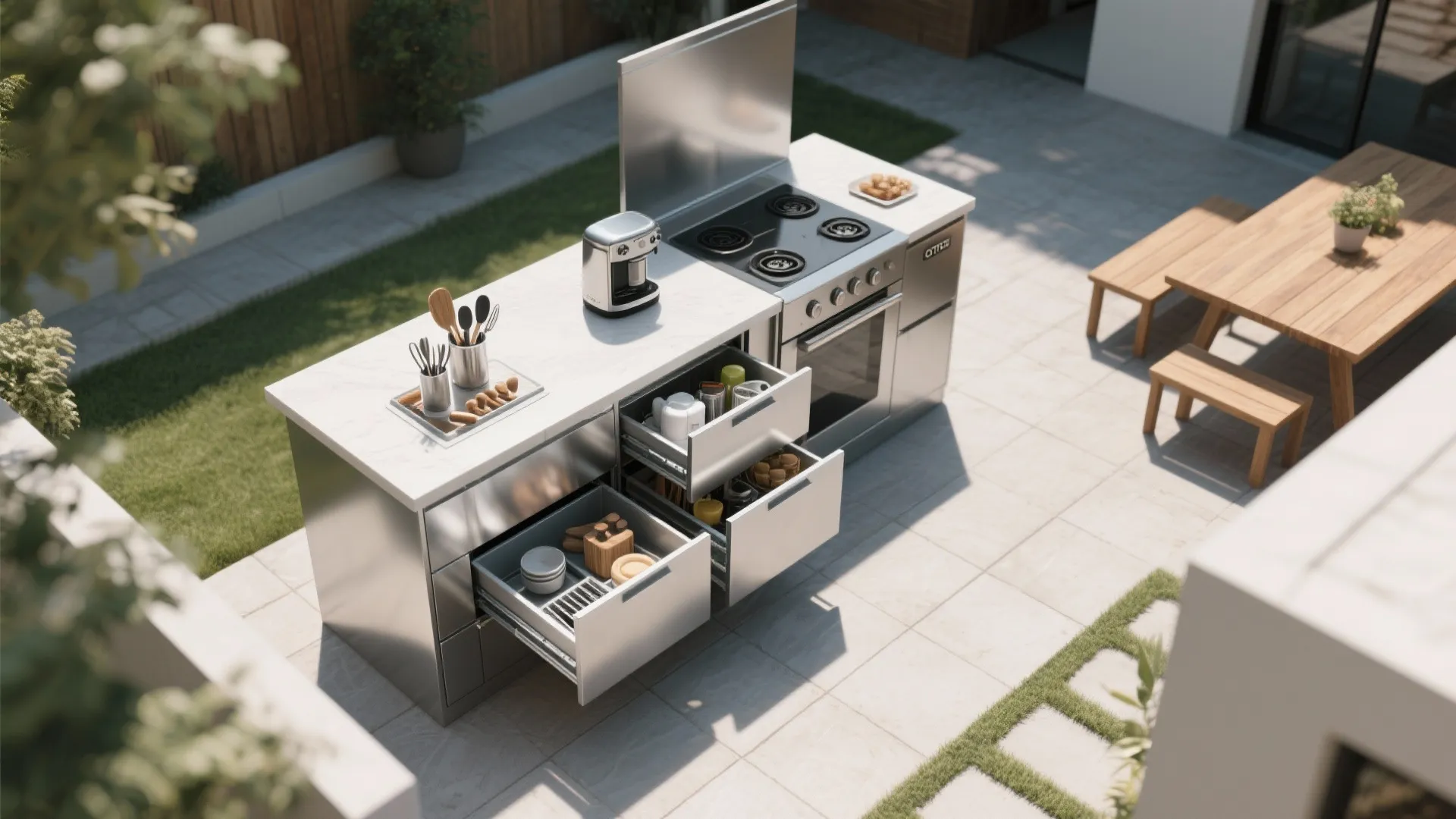 3. Pull-Out Drawer Style Stainless Steel Doors