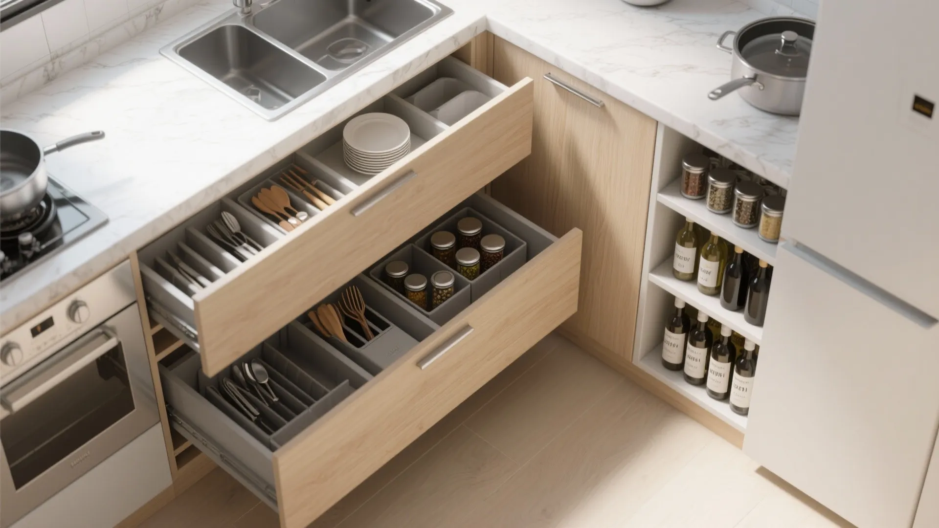 Minimalist kitchen storage that actually works