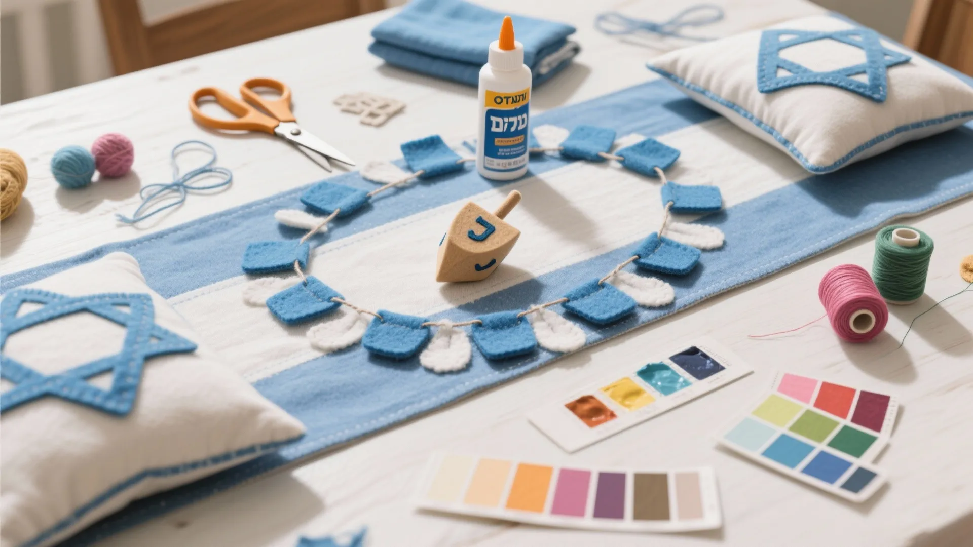 2. Dreidel Garland and Textile Layers