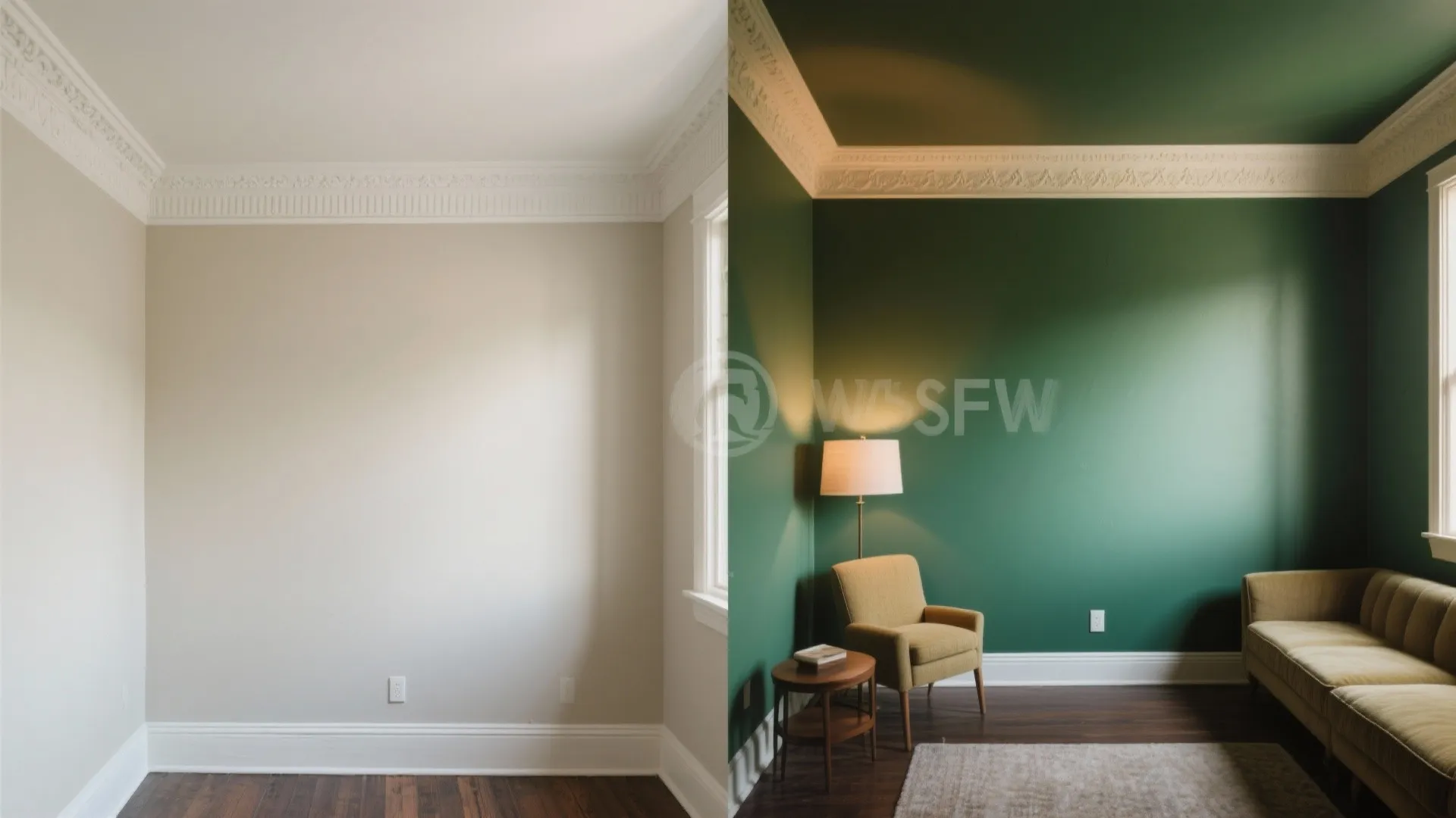 4) Color-drenched crown and ceiling for coziness