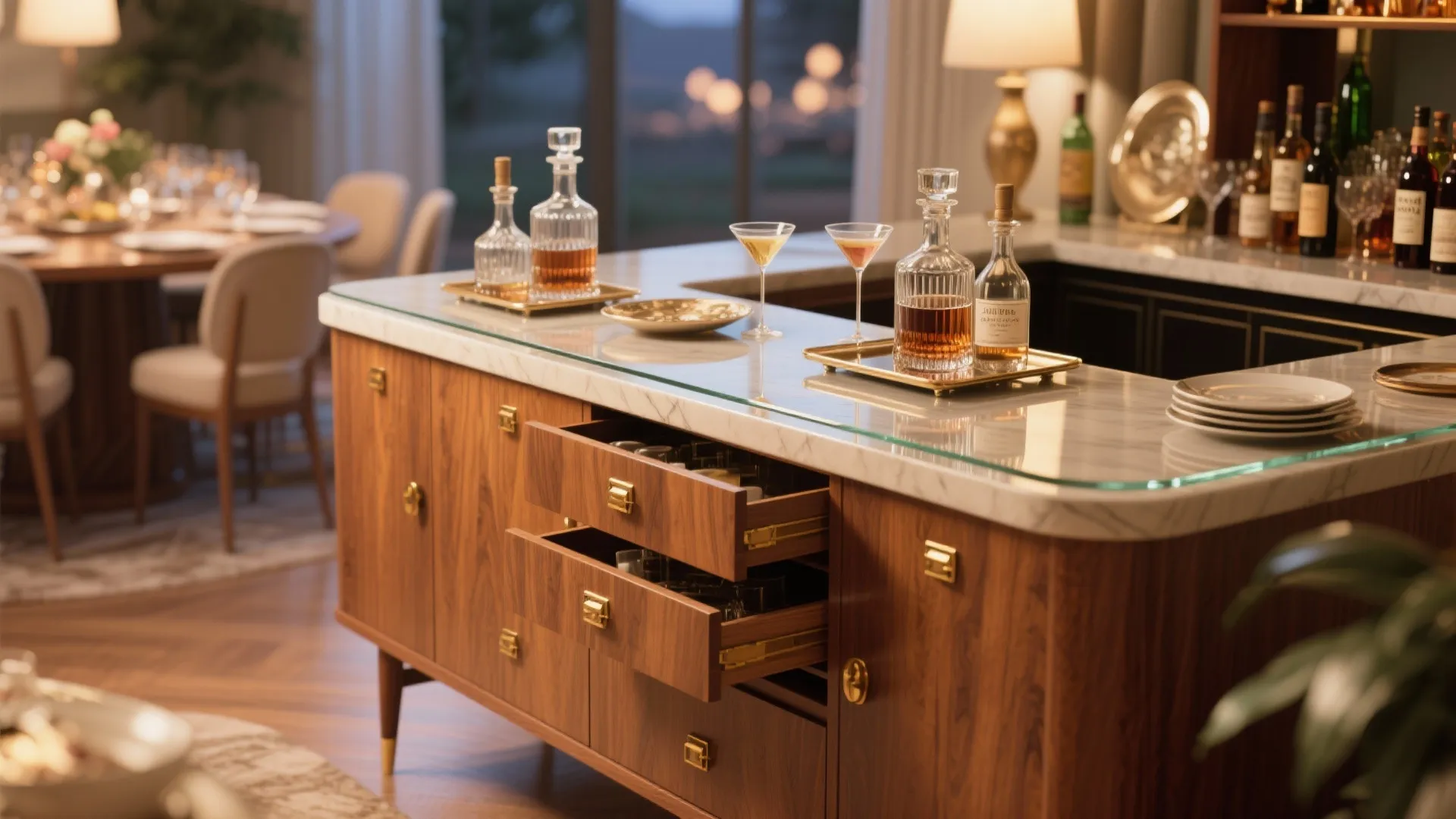 1. Turn a Dresser into a Stylish Bar and Buffet