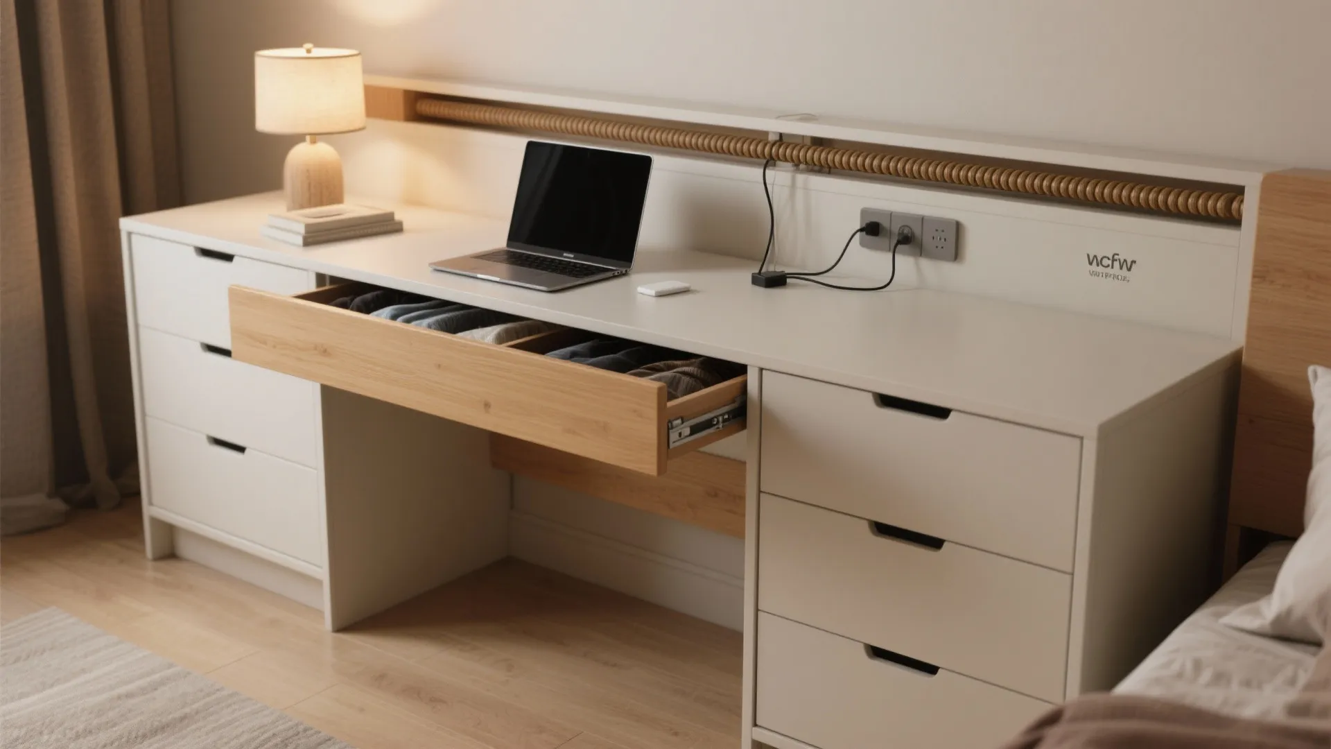 5. Multi-use dresser-to-desk with pull-out surface