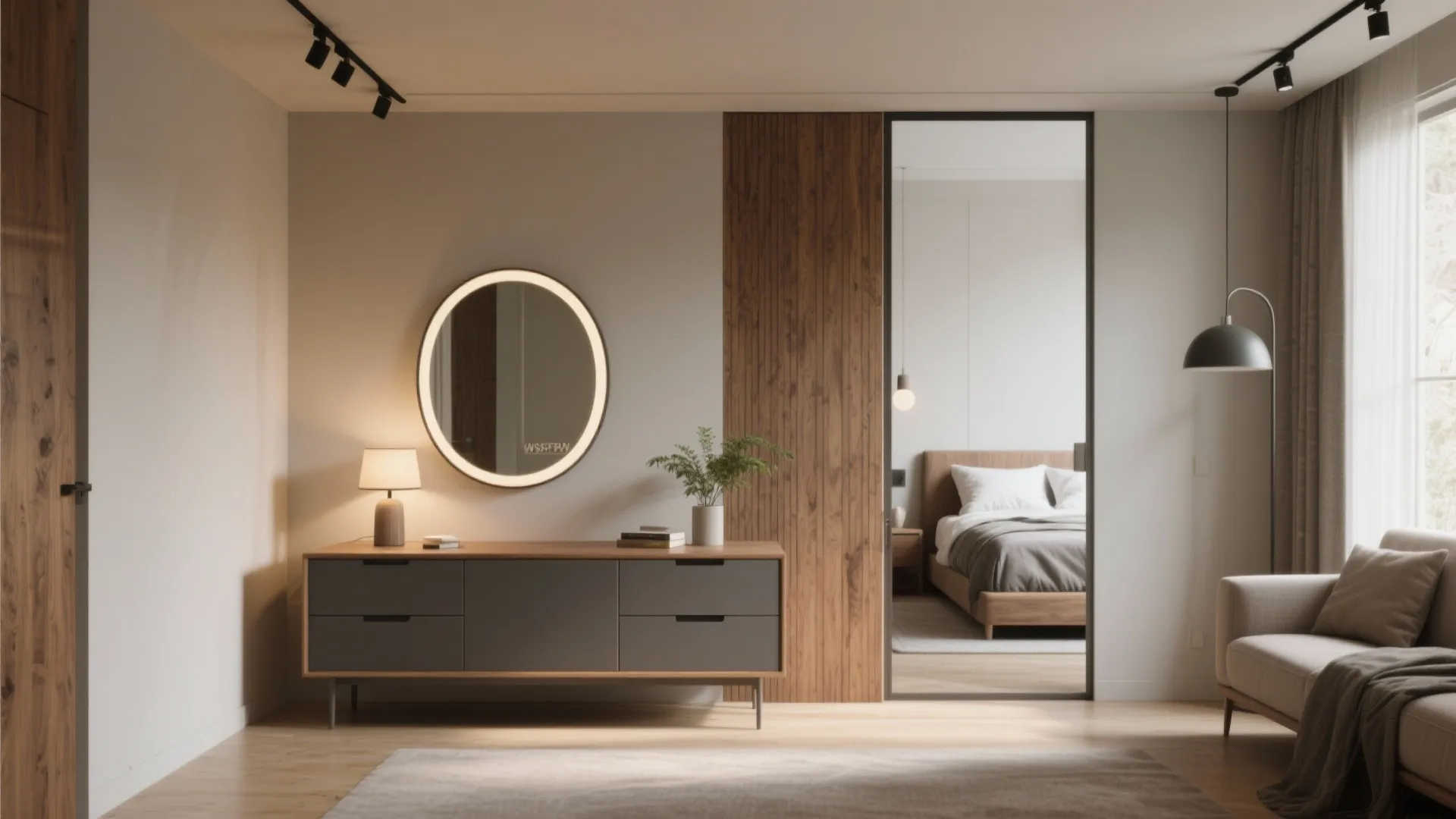 3. Use a dresser as a room divider or vanity