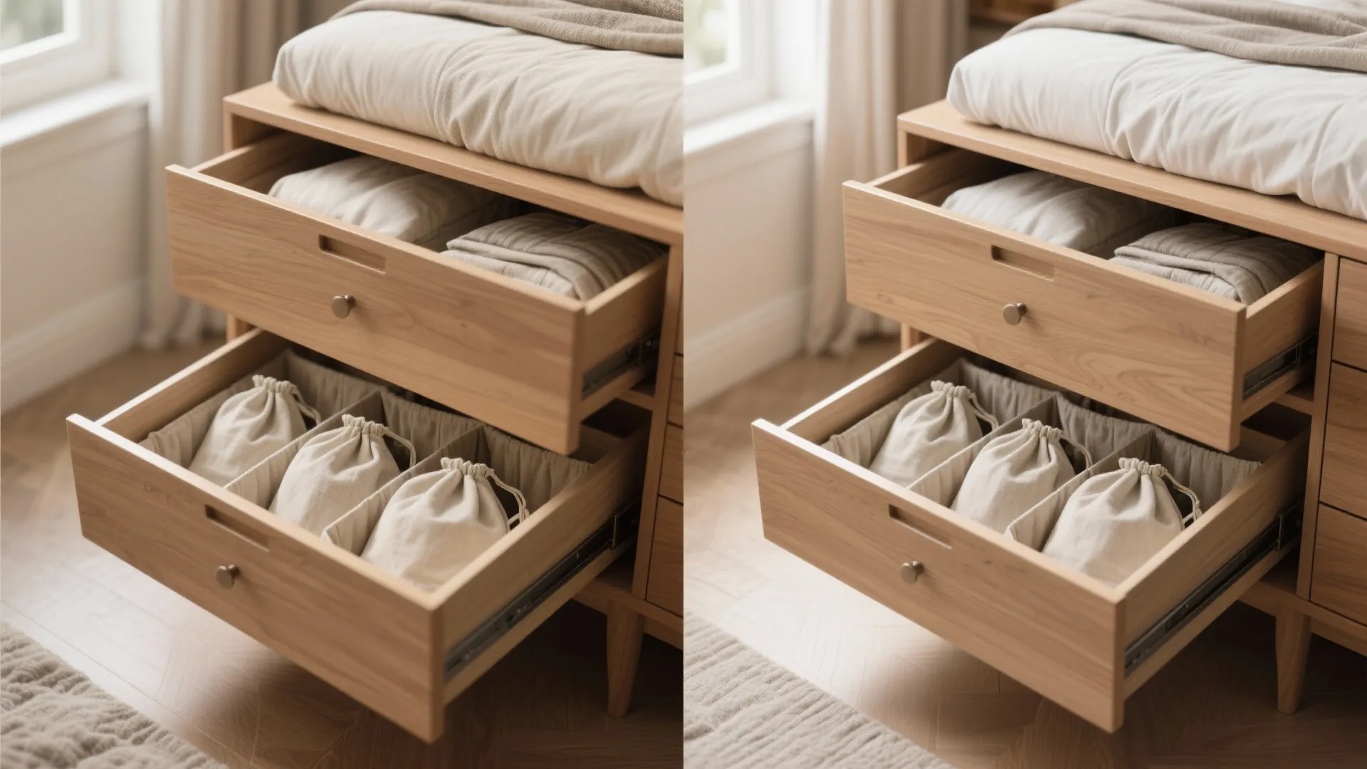 5. Hidden hamper inside a dresser drawer or ottoman