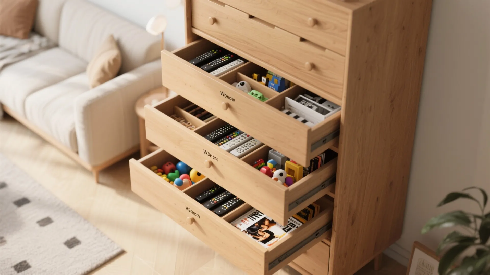 Idea 3: Hidden Storage for Living Room Clutter