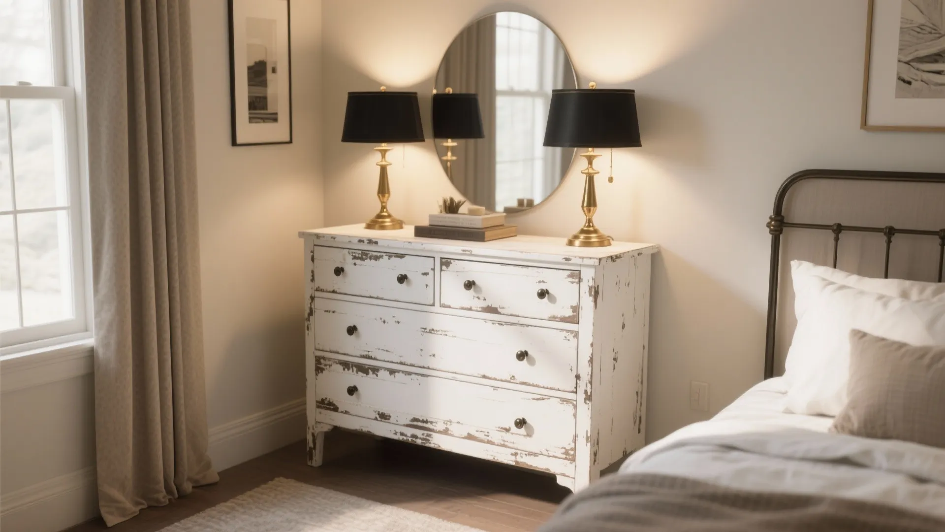 2. Mix metals and painted wood for contrast