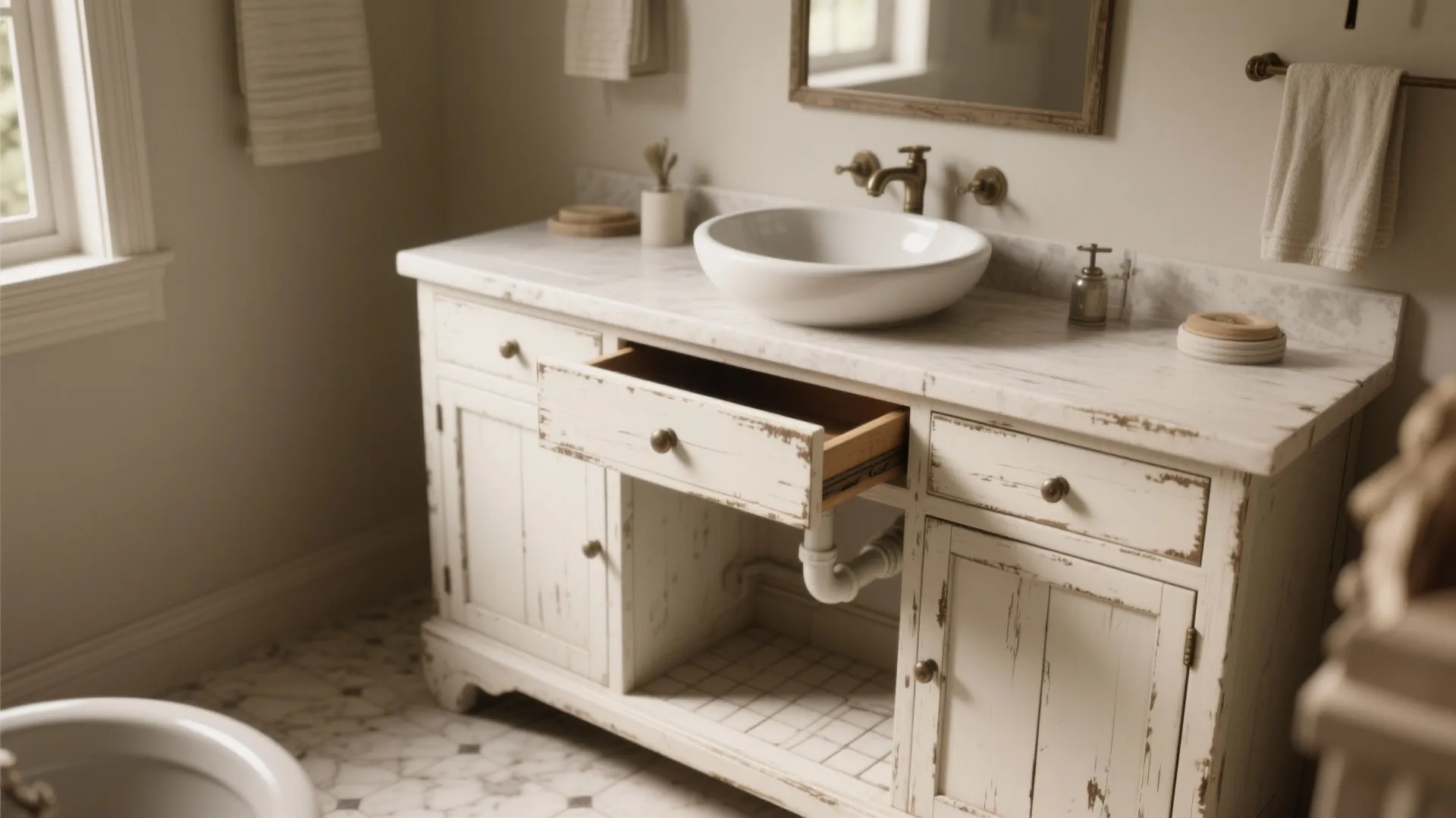 5. Repurposed Vintage Dresser as Vanity