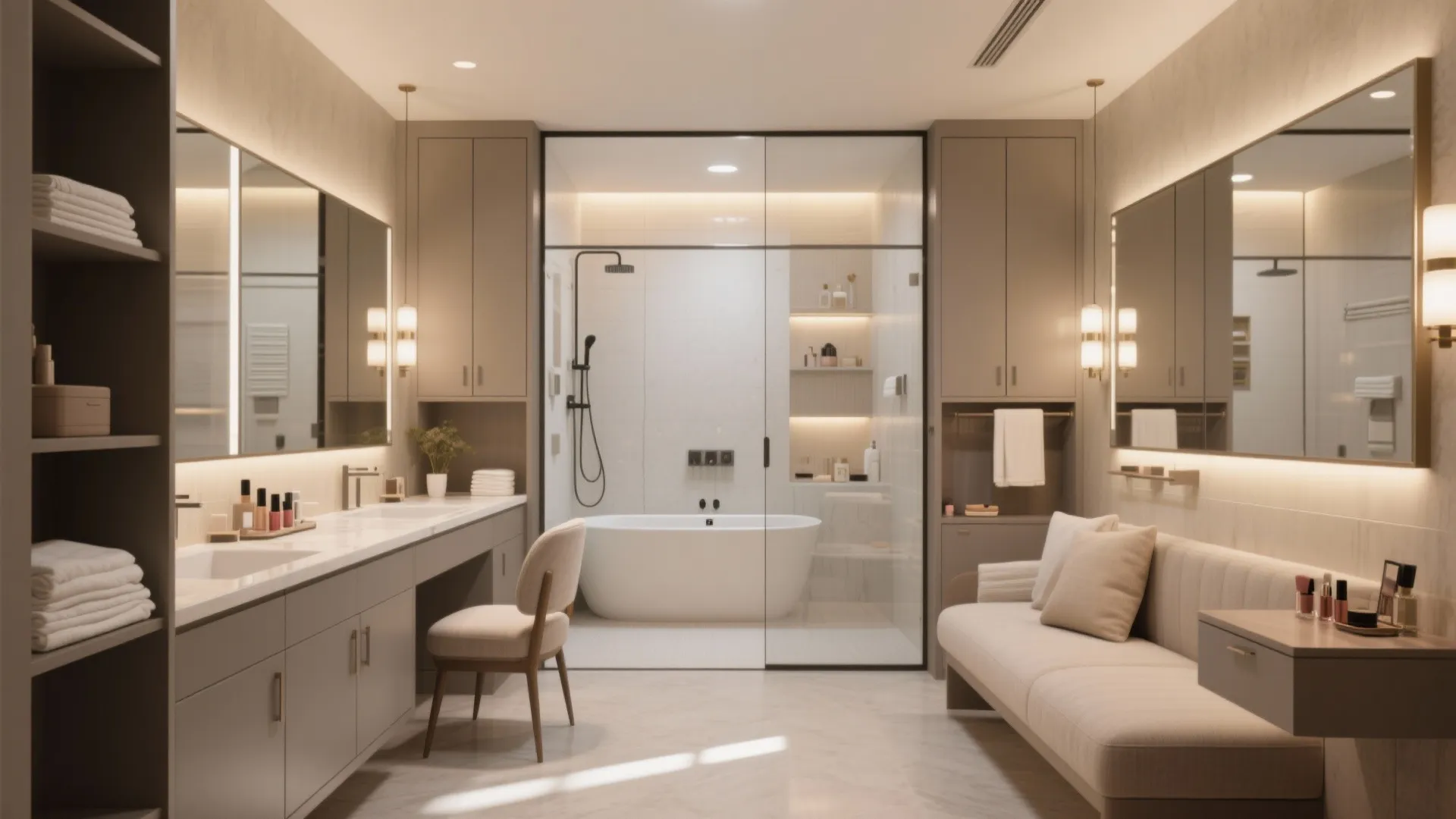 4. Dual-purpose powder + dressing area