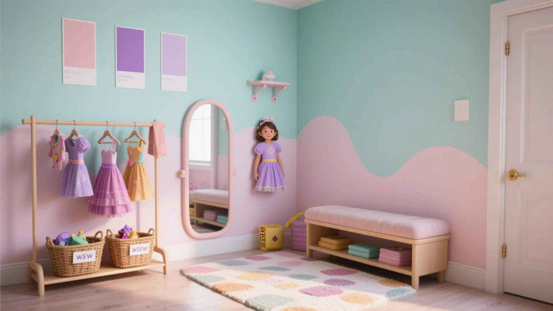 5. Dress-up zone and playful palettes