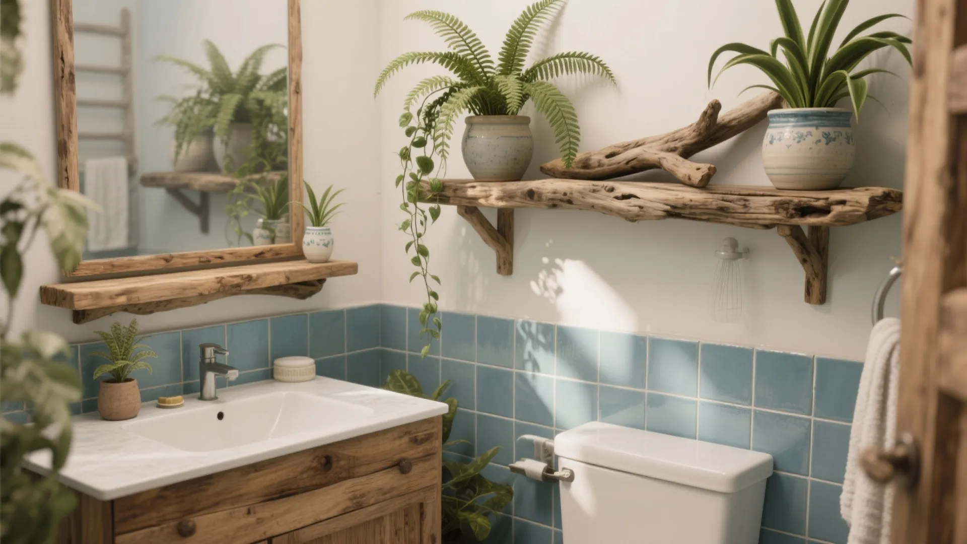 5. Driftwood Accents and Greenery