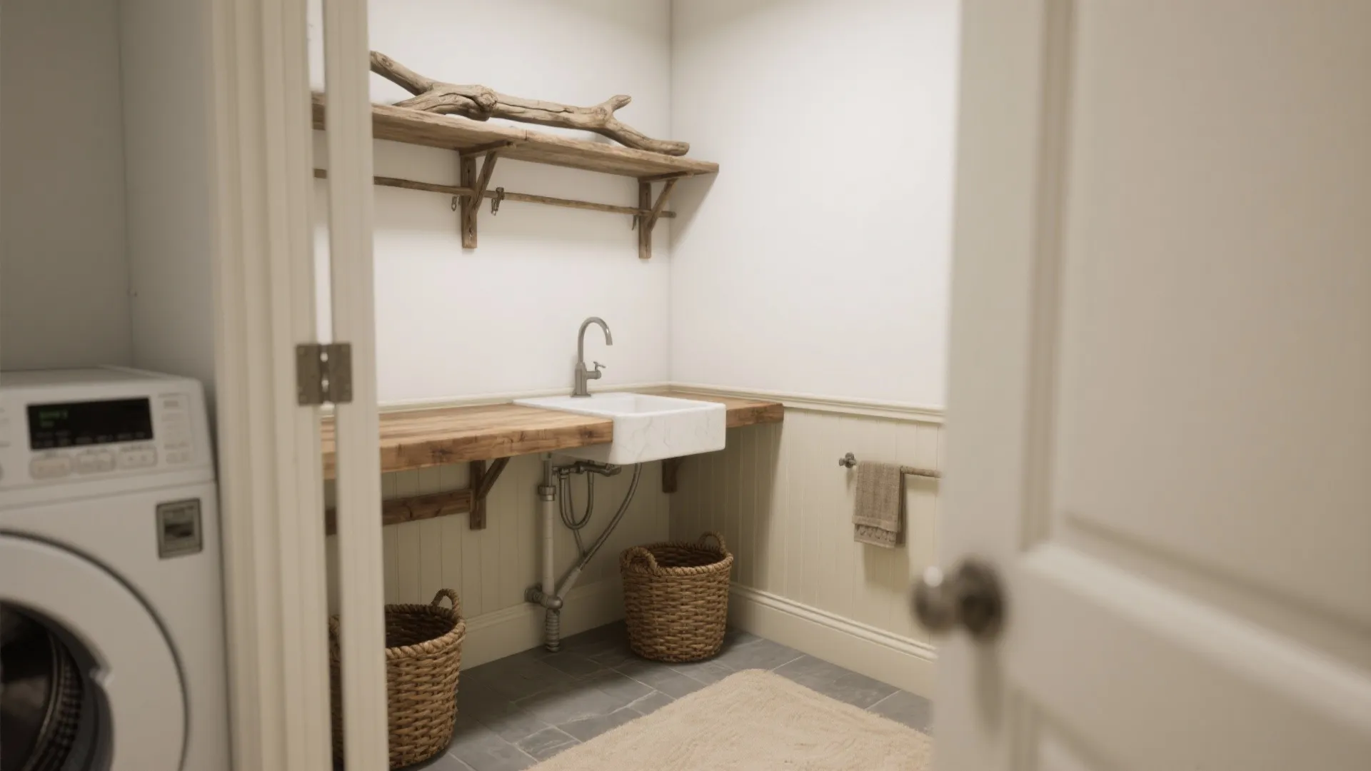 1. Light, layered neutrals and a hint of driftwood